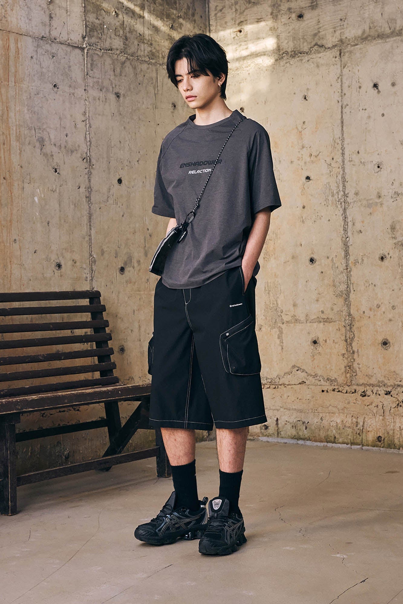 ENSHADOWER Stitched Multi-Pocket Cargo Shorts, premium urban and streetwear designers apparel on PROJECTISR.com, ENSHADOWER