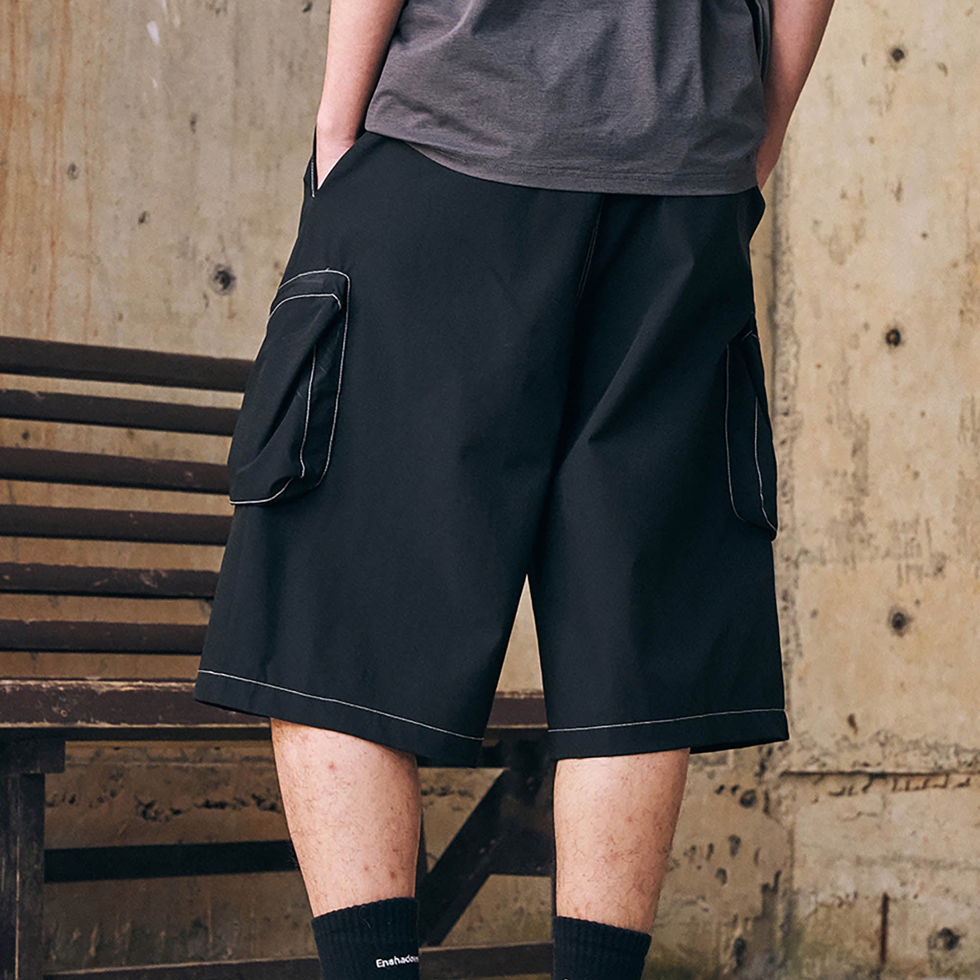 ENSHADOWER Stitched Multi-Pocket Cargo Shorts, premium urban and streetwear designers apparel on PROJECTISR.com, ENSHADOWER