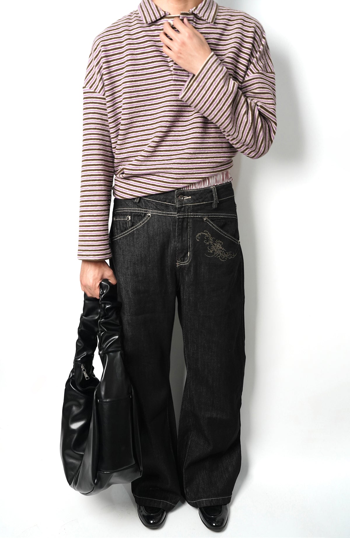 ELETEIZE Laser-Burned Curved Jeans