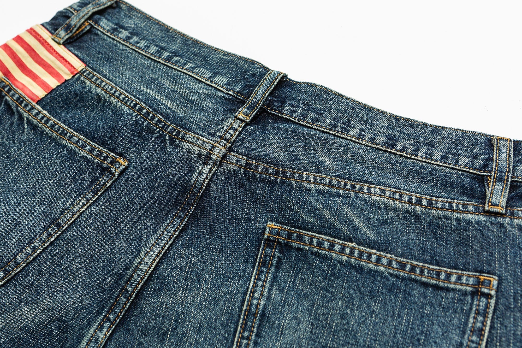 ME DA IGUAL Striped Spliced Distressed Whiskered Jeans, premium urban and streetwear designers apparel on PROJECTISR.com, ME DA IGUAL