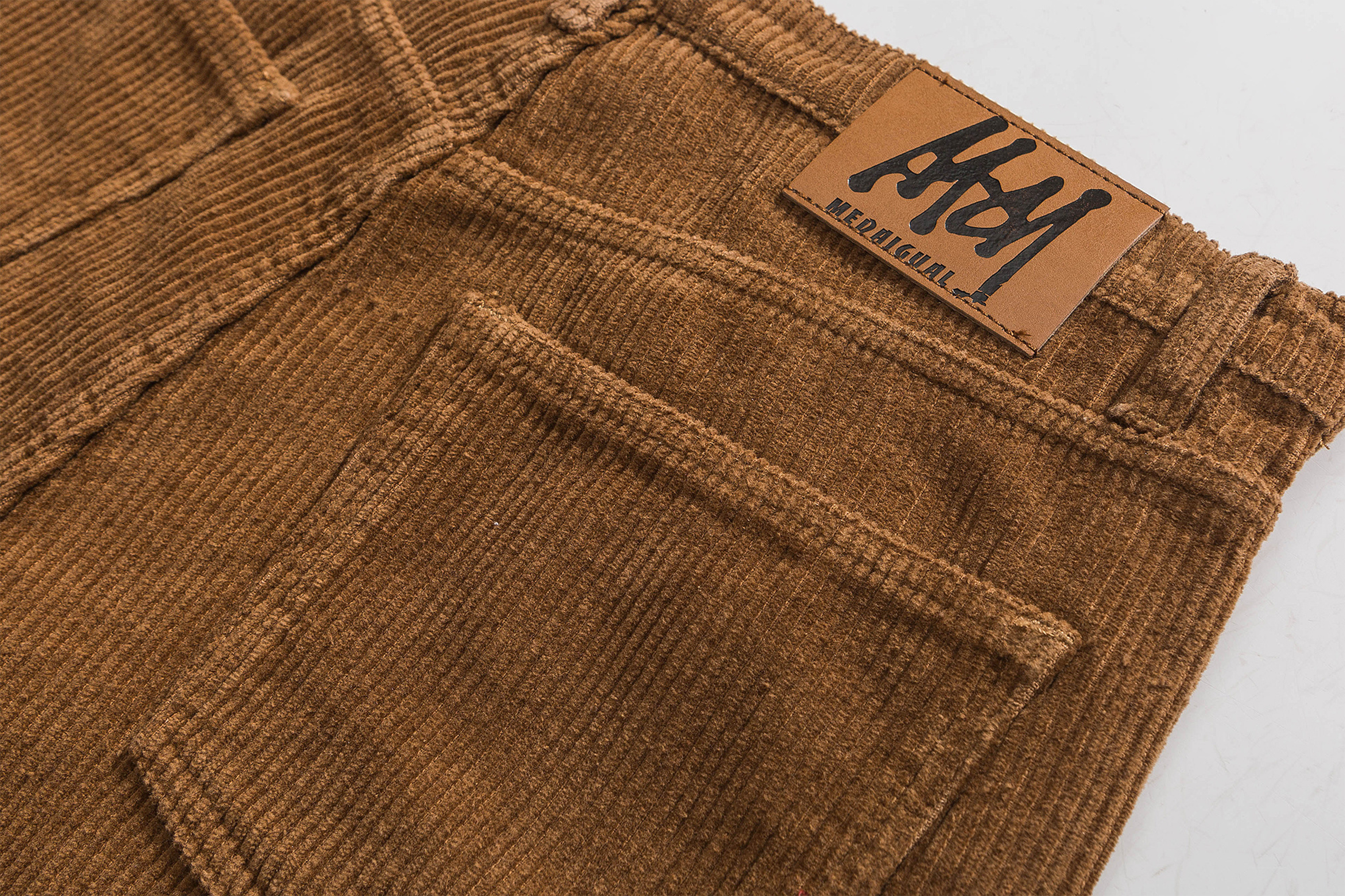 ME DA IGUAL Embroidered Corduroy Straight-Leg Pants