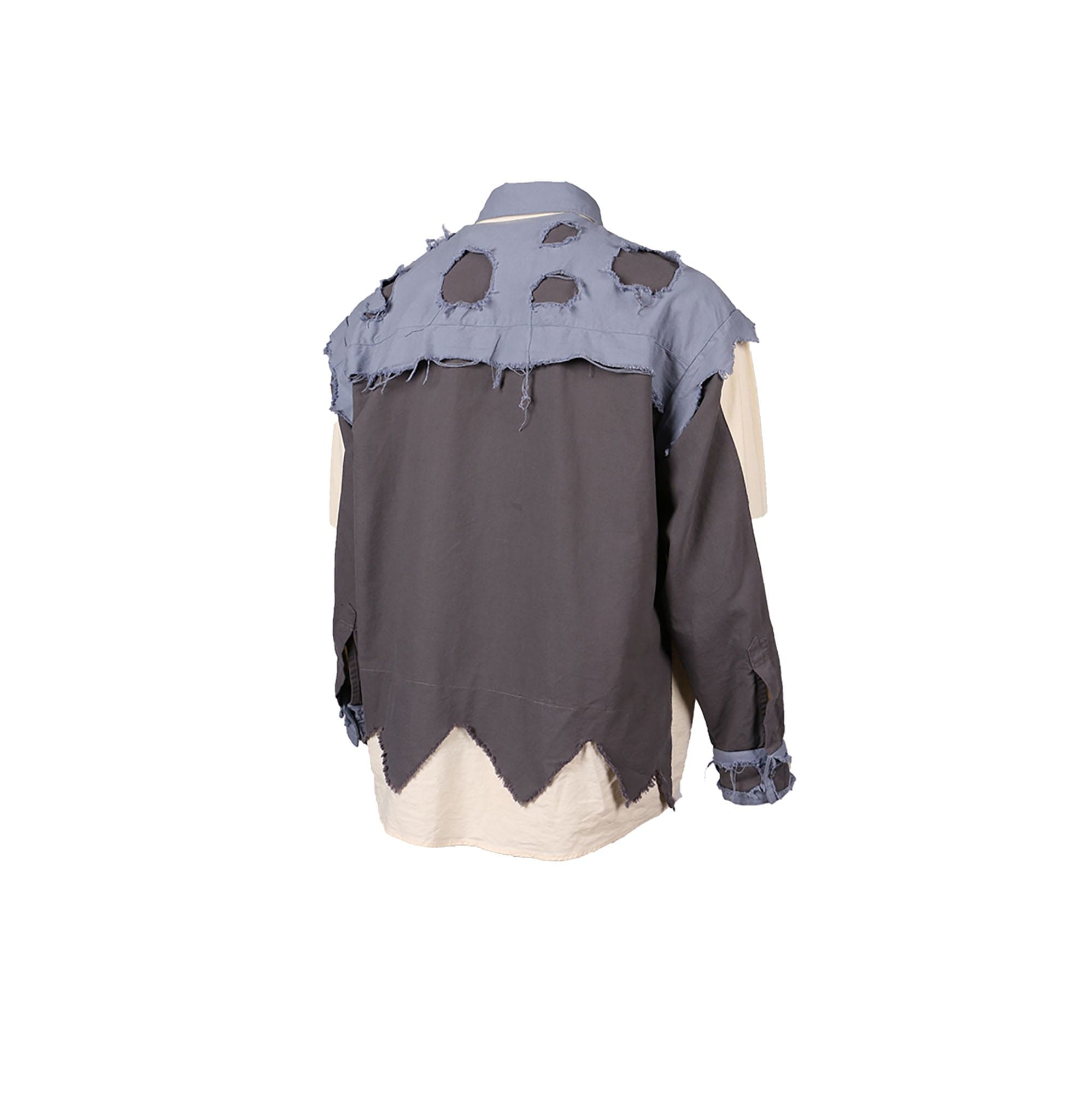 RELABEL Deconstructed Paneled Raw-Edge Frayed Shirt, premium urban and streetwear designers apparel on PROJECTISR.com, RELABEL