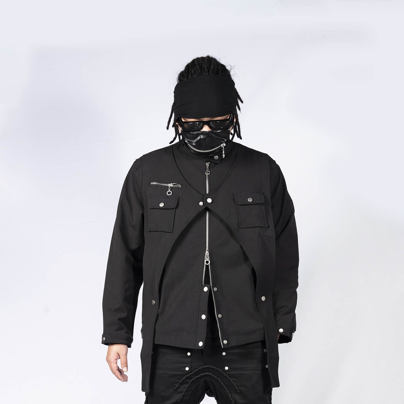 INSIDE OUT Arc Paneled Rivet Jacket, premium urban and streetwear designers apparel on PROJECTISR.com, INSIDE OUT