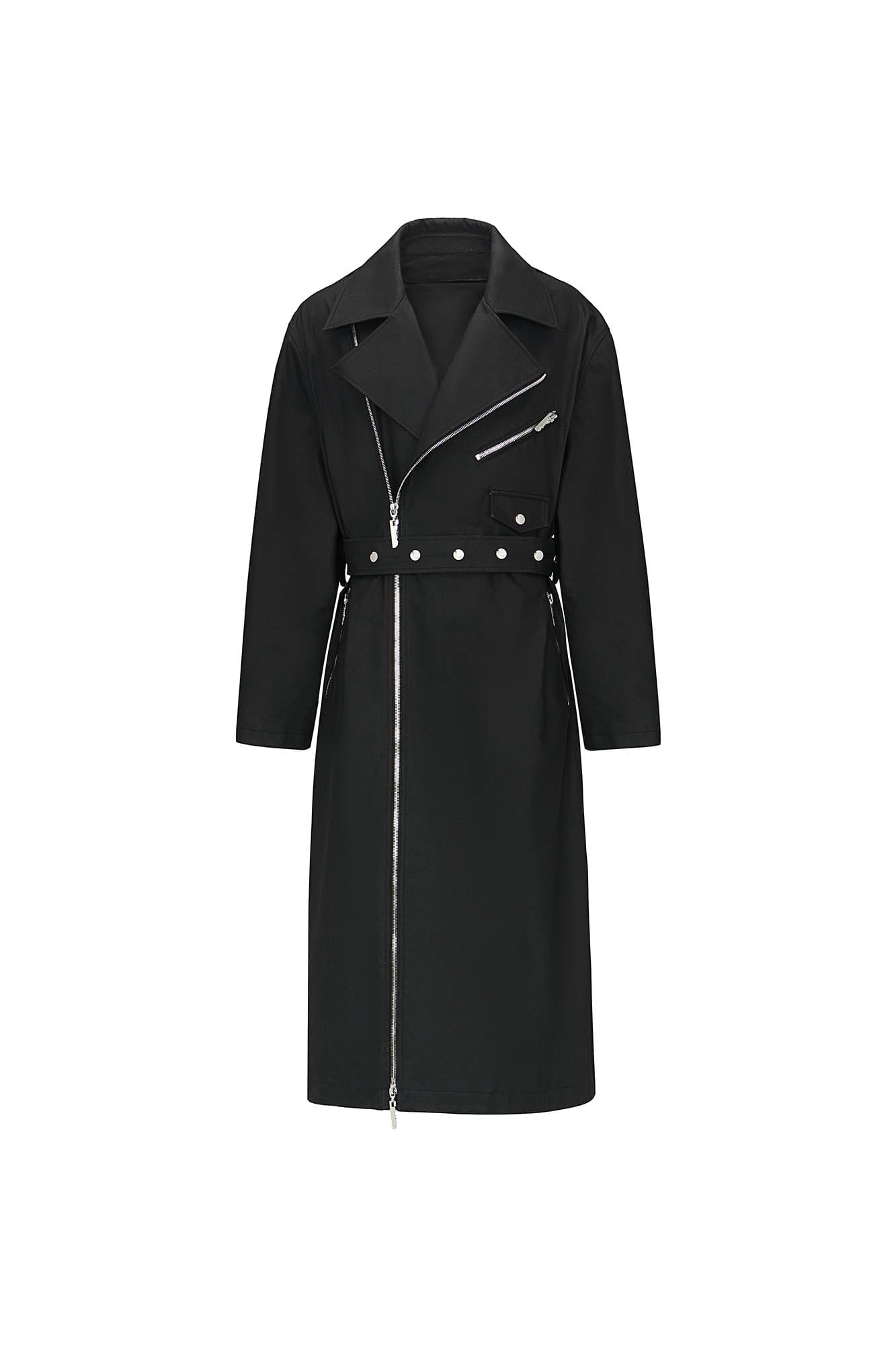 455EMBLE Snap-Fastener PU Trench Coat, premium urban and streetwear designers apparel on PROJECTISR.com, 455EMBLE