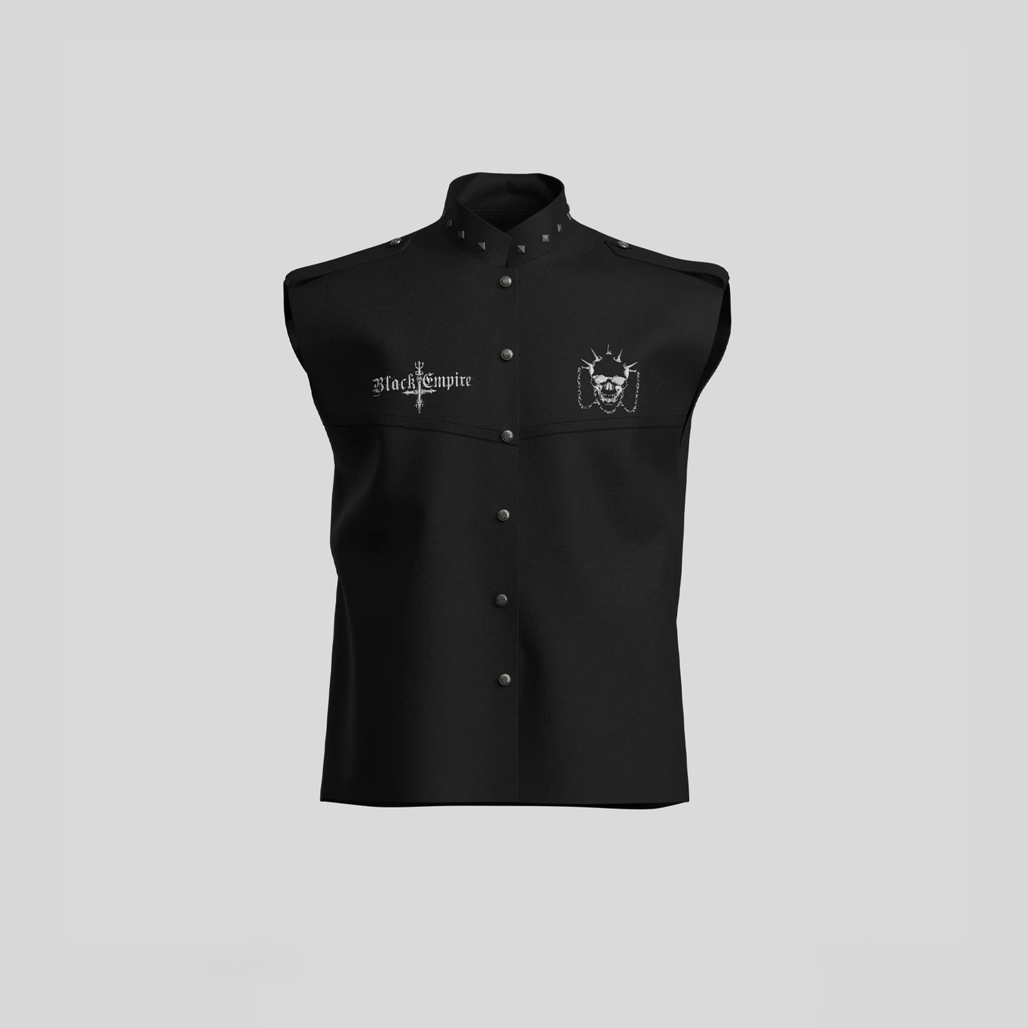 DREAM BAND Skull Studded Stand-Collar Vest