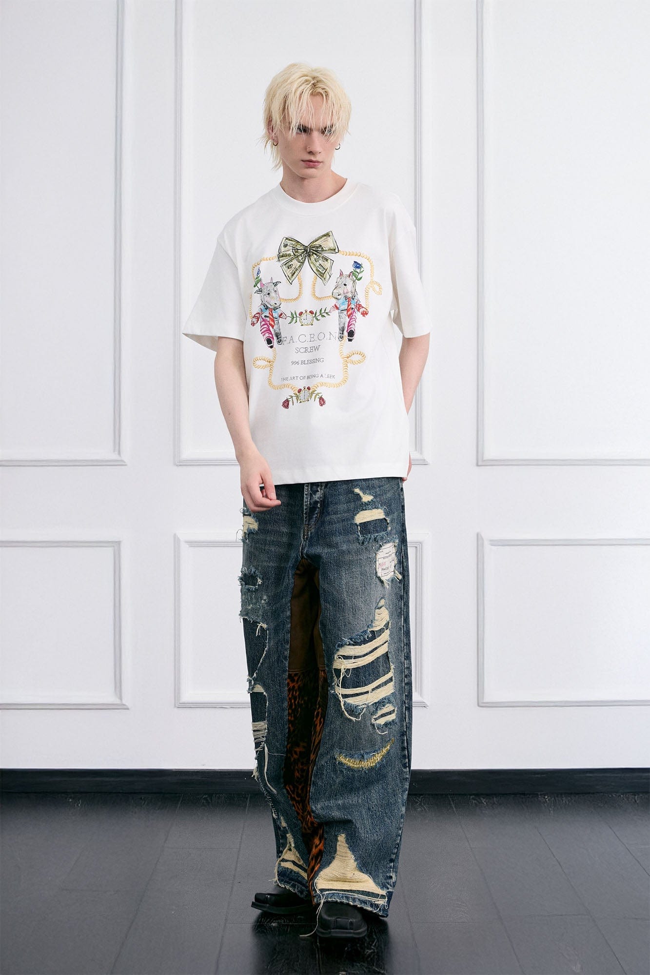 FACEONLAB Whimsical Cow and Horse T-Shirt, premium urban and streetwear designers apparel on PROJECTISR.com, FACEONLAB