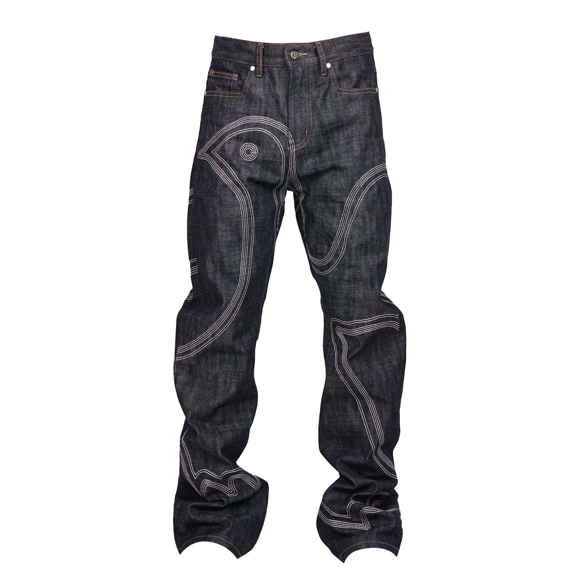 VINKID Embroidered Dove Stitched Selvedge Jeans, premium urban and streetwear designers apparel on PROJECTISR.com, VINKID