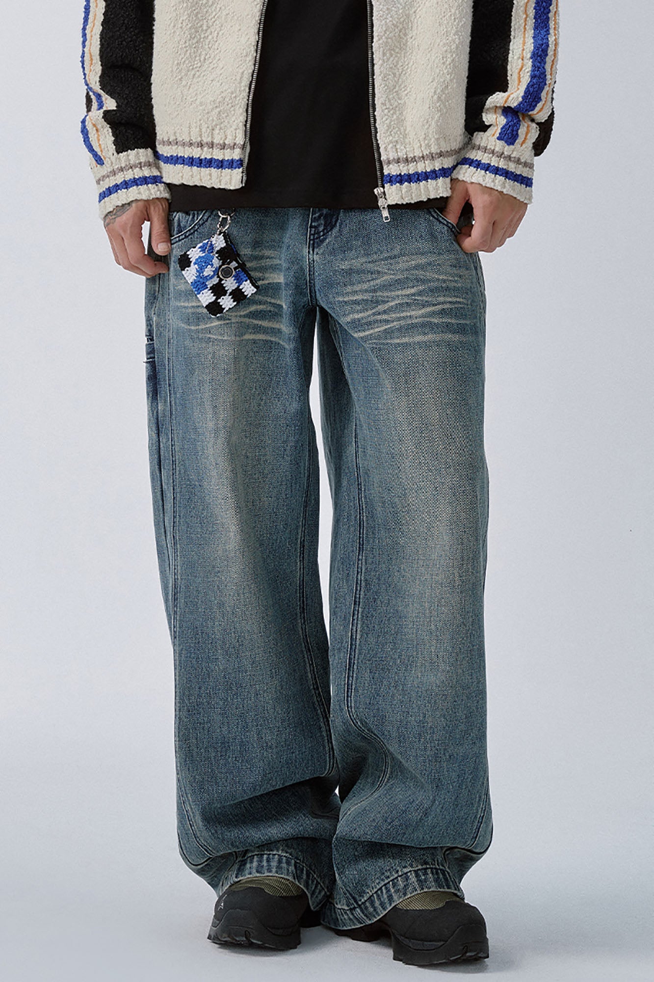 F2CE Double Waistband Washed Wide-Leg Jeans, premium urban and streetwear designers apparel on PROJECTISR.com, F2CE