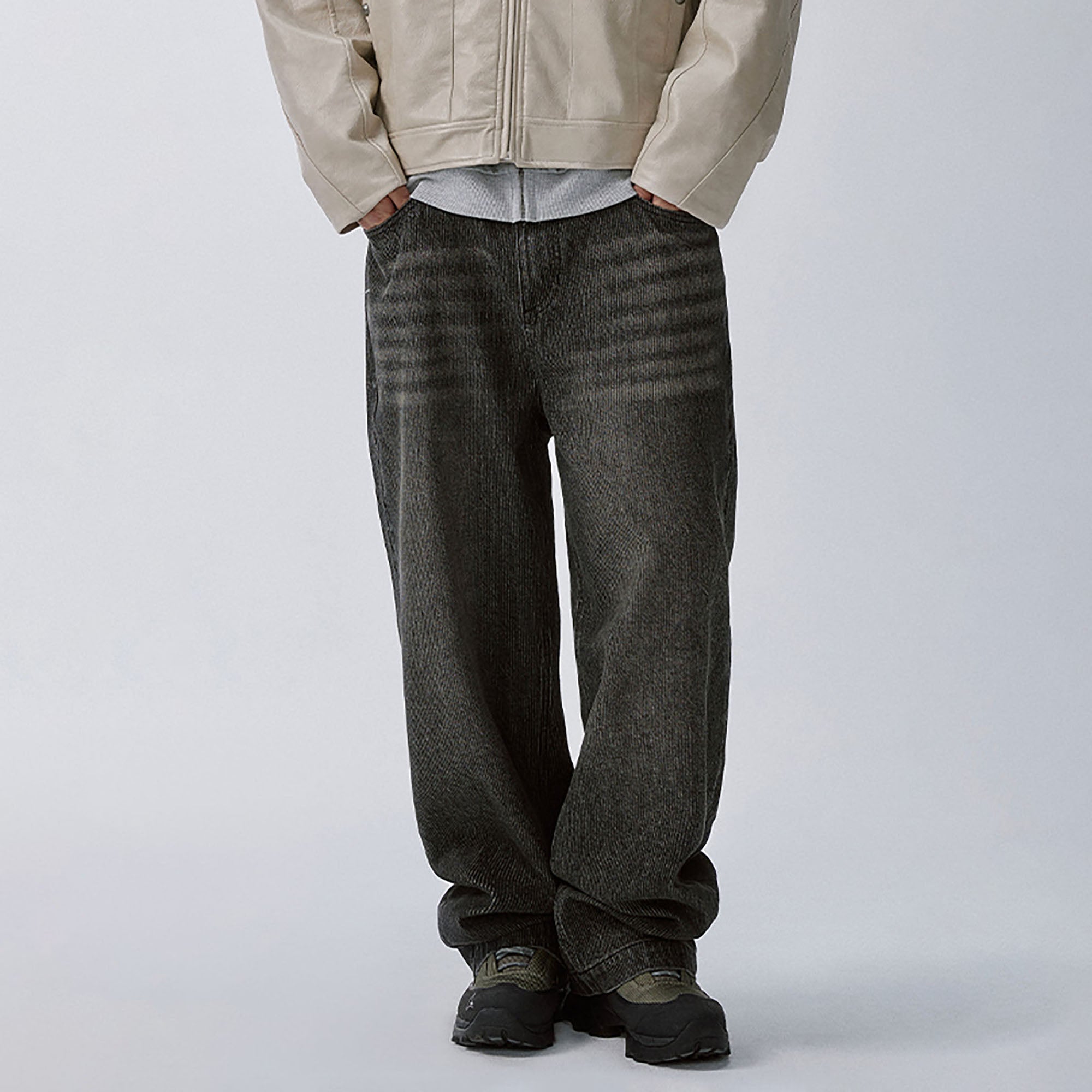 F2CE Retro Corduroy Logo Embroidery Straight-Leg Jeans, premium urban and streetwear designers apparel on PROJECTISR.com, F2CE