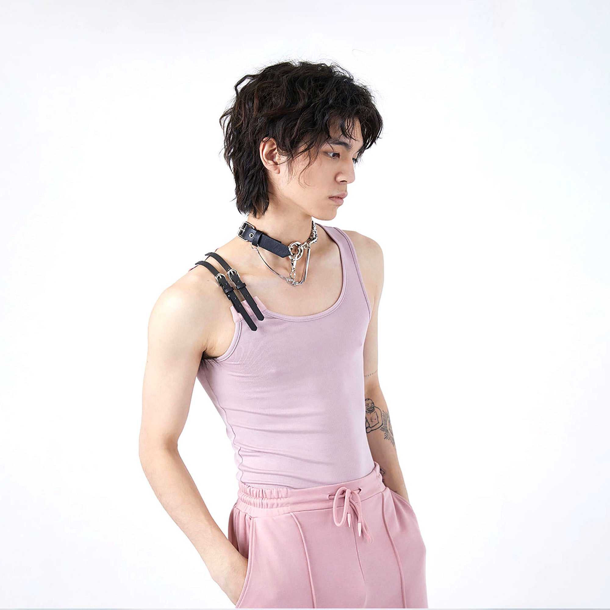 TUIMU Buckle Strap Ribbed Tank Top, premium urban and streetwear designers apparel on PROJECTISR.com, TUIMU