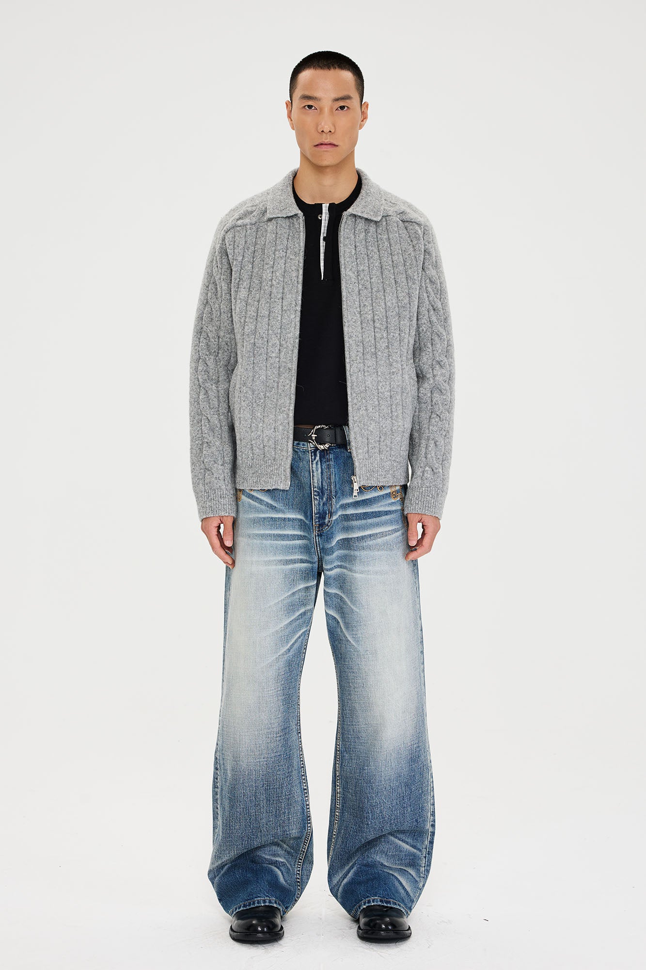 CATSSTAC Essential Wool-Blend Cable Knit Jacket