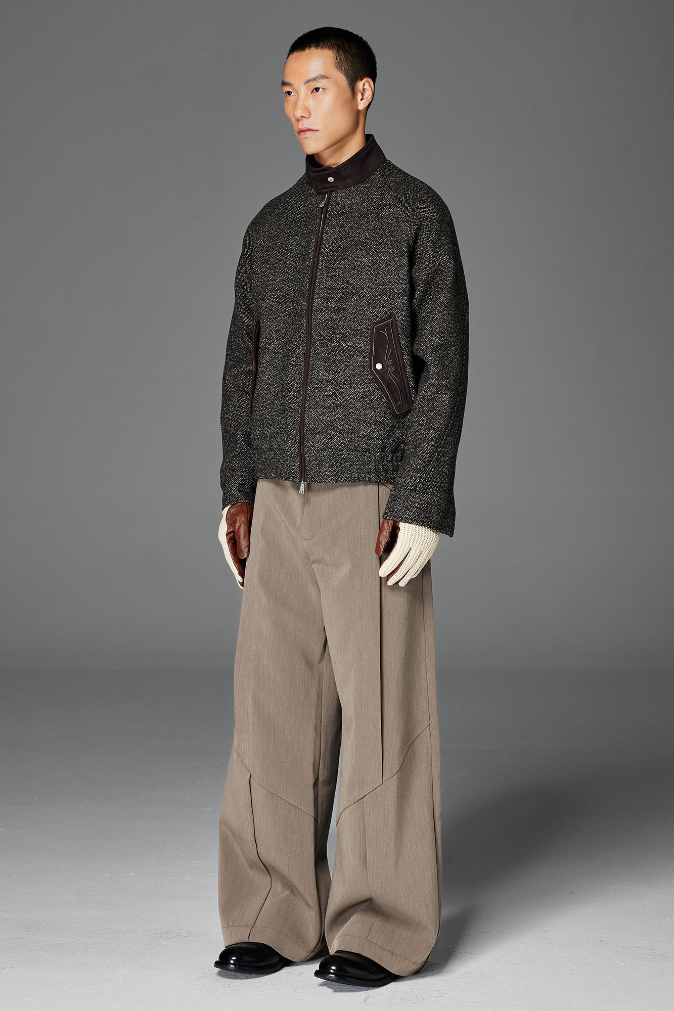 CATSSTAC Wool-Blend Tweed Embroidered Zip Jacket