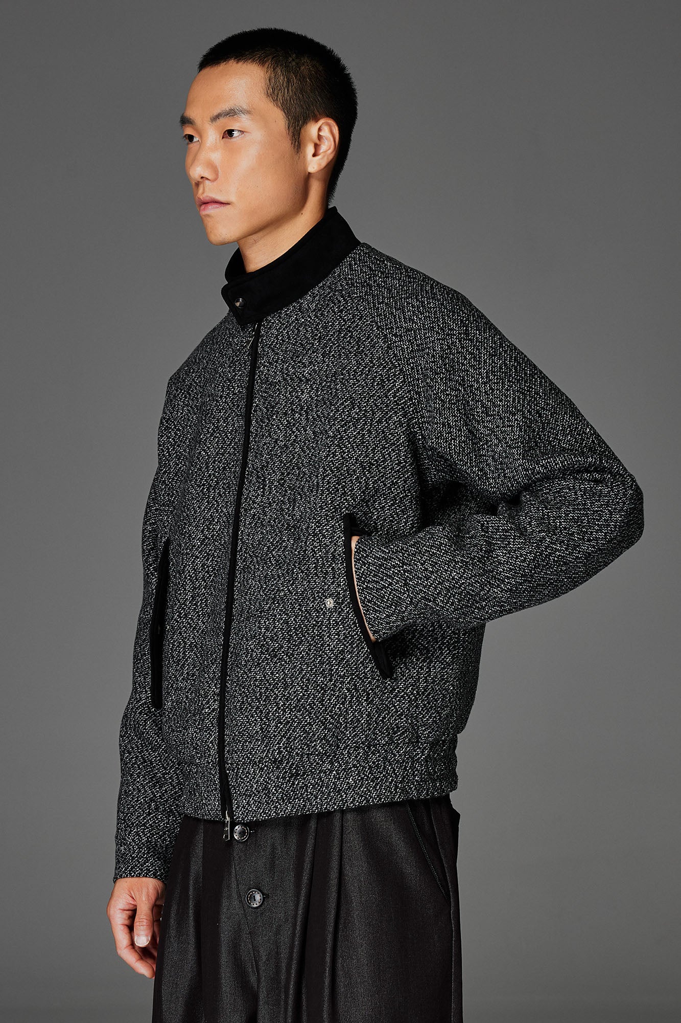 CATSSTAC Wool-Blend Tweed Embroidered Zip Jacket