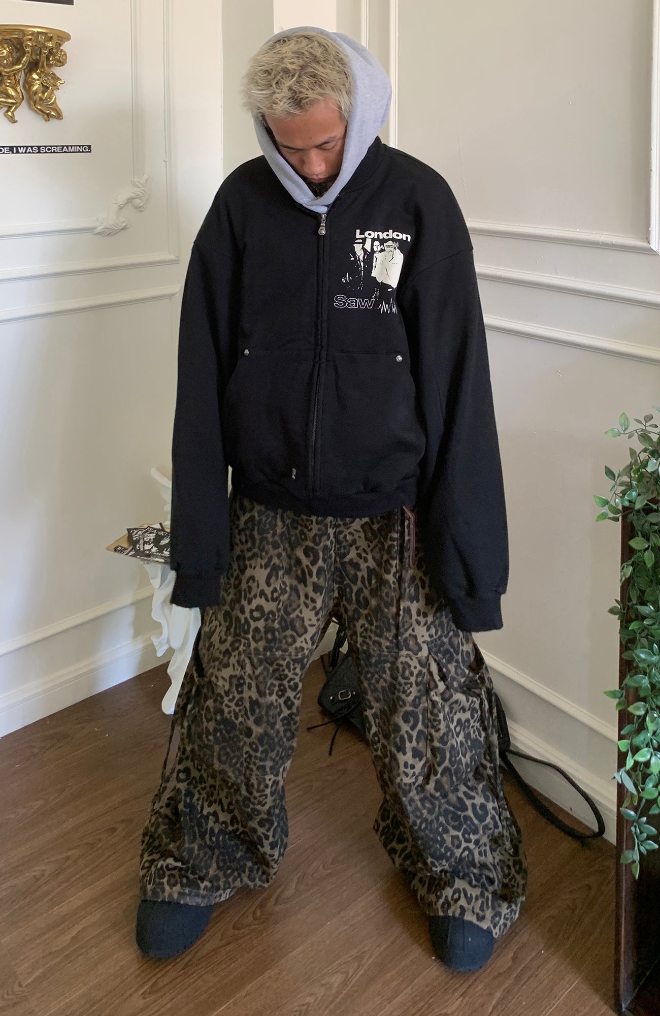 SADSOUP Leopard Cargo Wide-Leg Pants