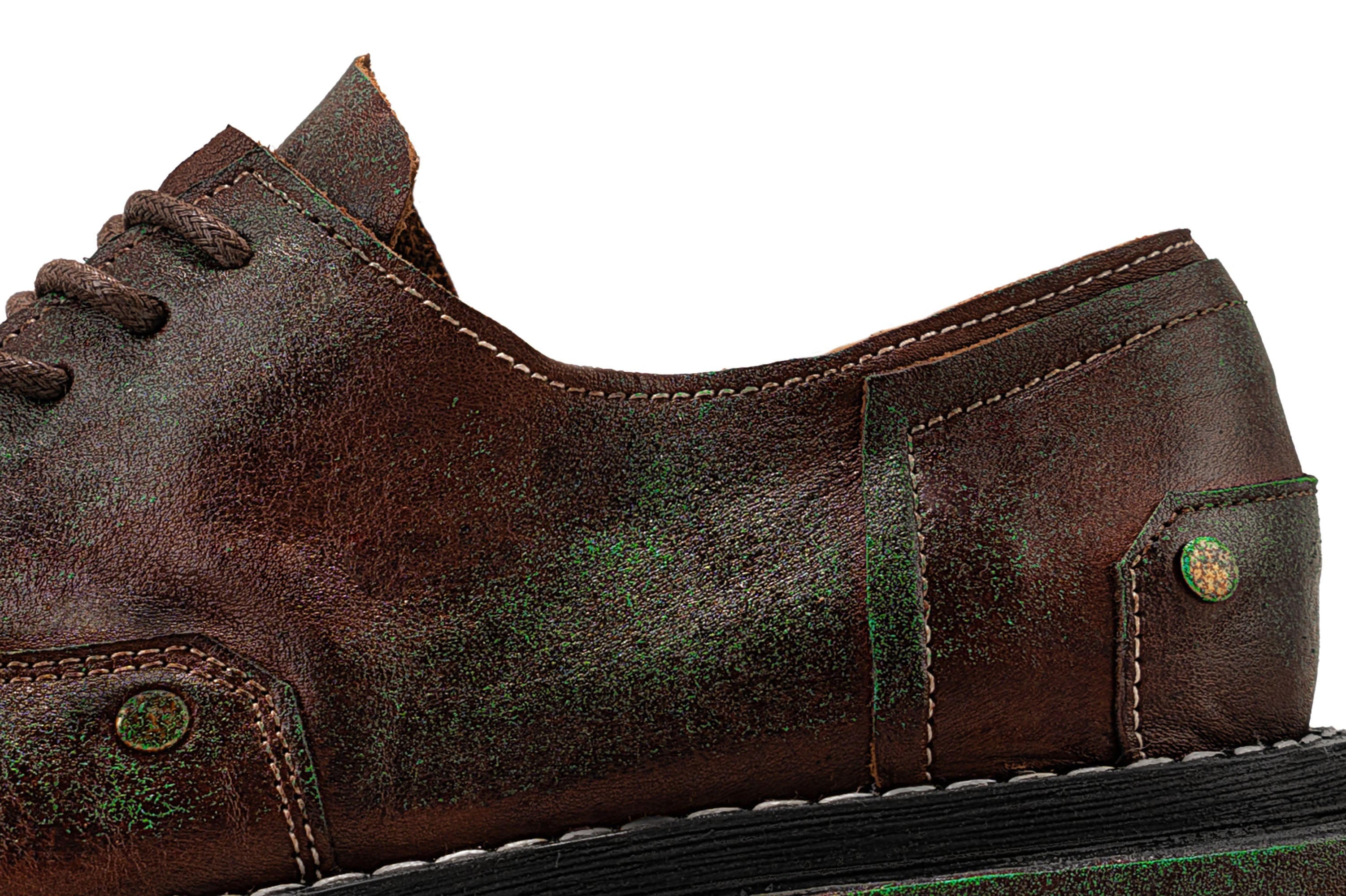 REWRITE Rusted Leather Rivet Derby Shoes, premium urban and streetwear designers apparel on PROJECTISR.com, REWRITE