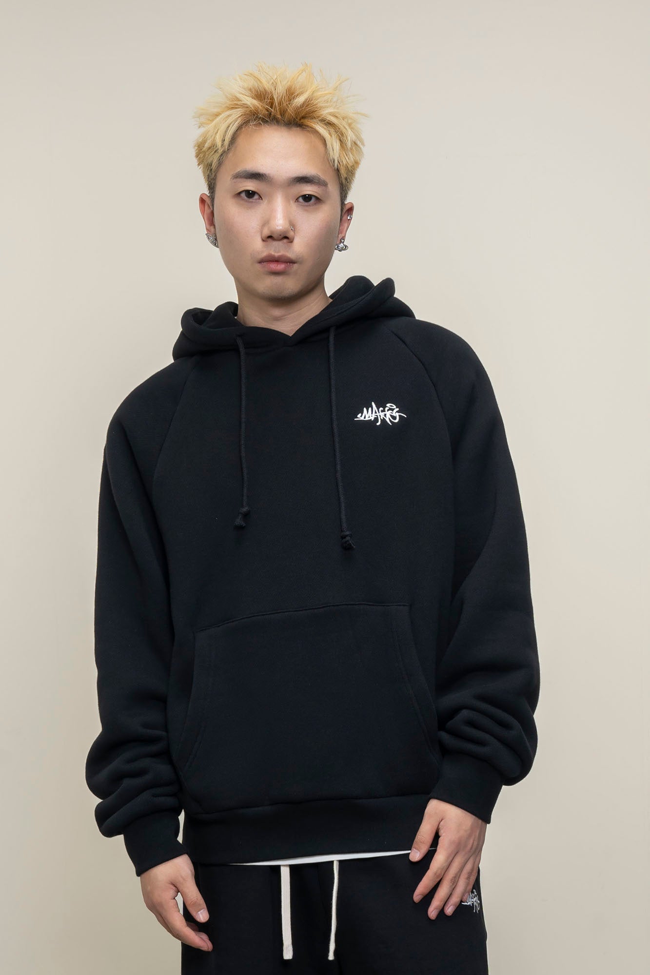 MAKEMORE LOGO Embroidered Drawstring Hoodie