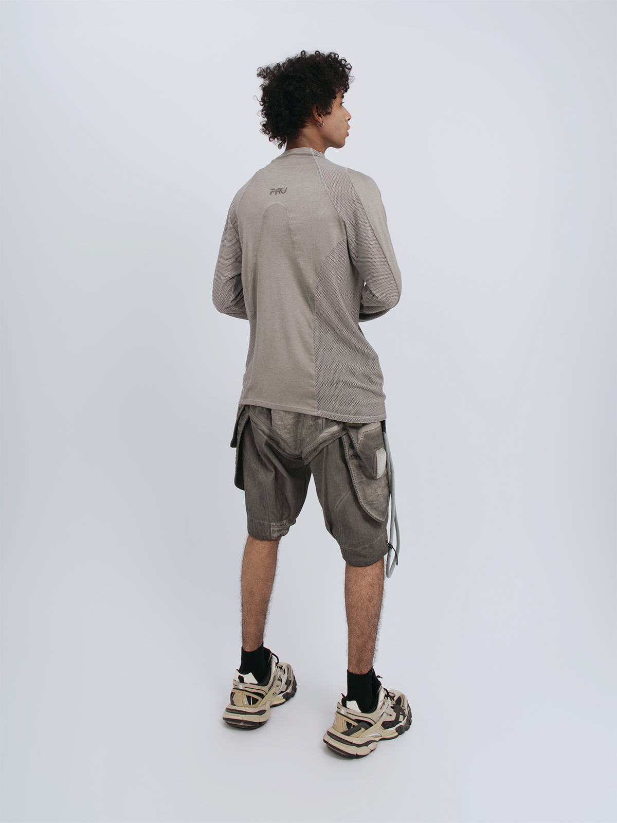 STEAM Mesh Paneled Washed Long-Sleeve Tee