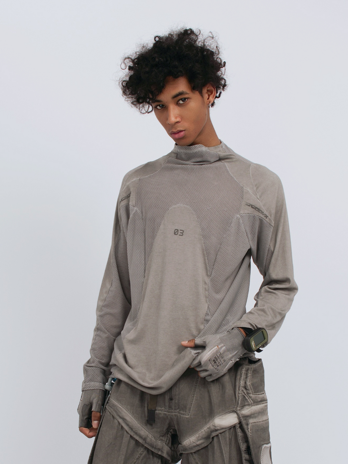 STEAM Mesh Paneled Washed Long-Sleeve Tee