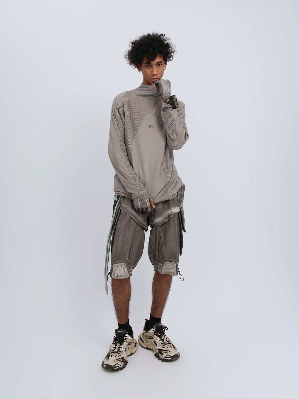 STEAM Mesh Paneled Washed Long-Sleeve Tee