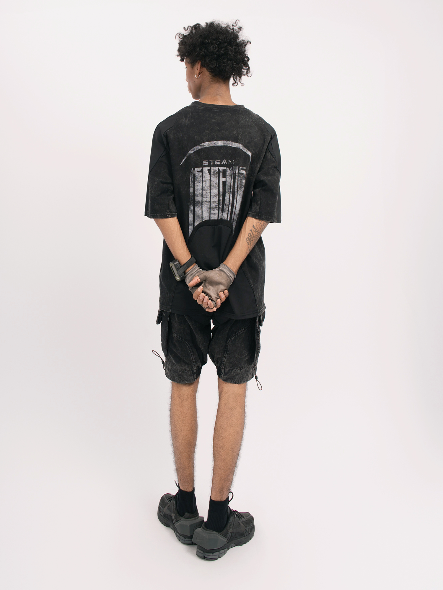 STEAM Distressed Spliced Detachable Utility Shorts