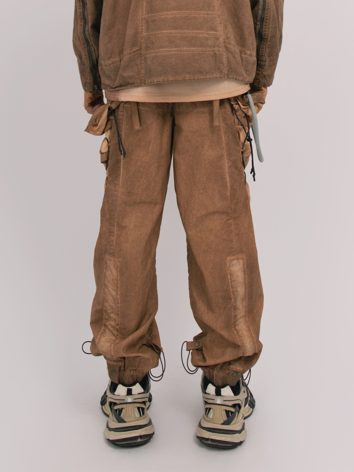 STEAM Washed Multi-Pocket Detachable Waist Bag Cargo Pants