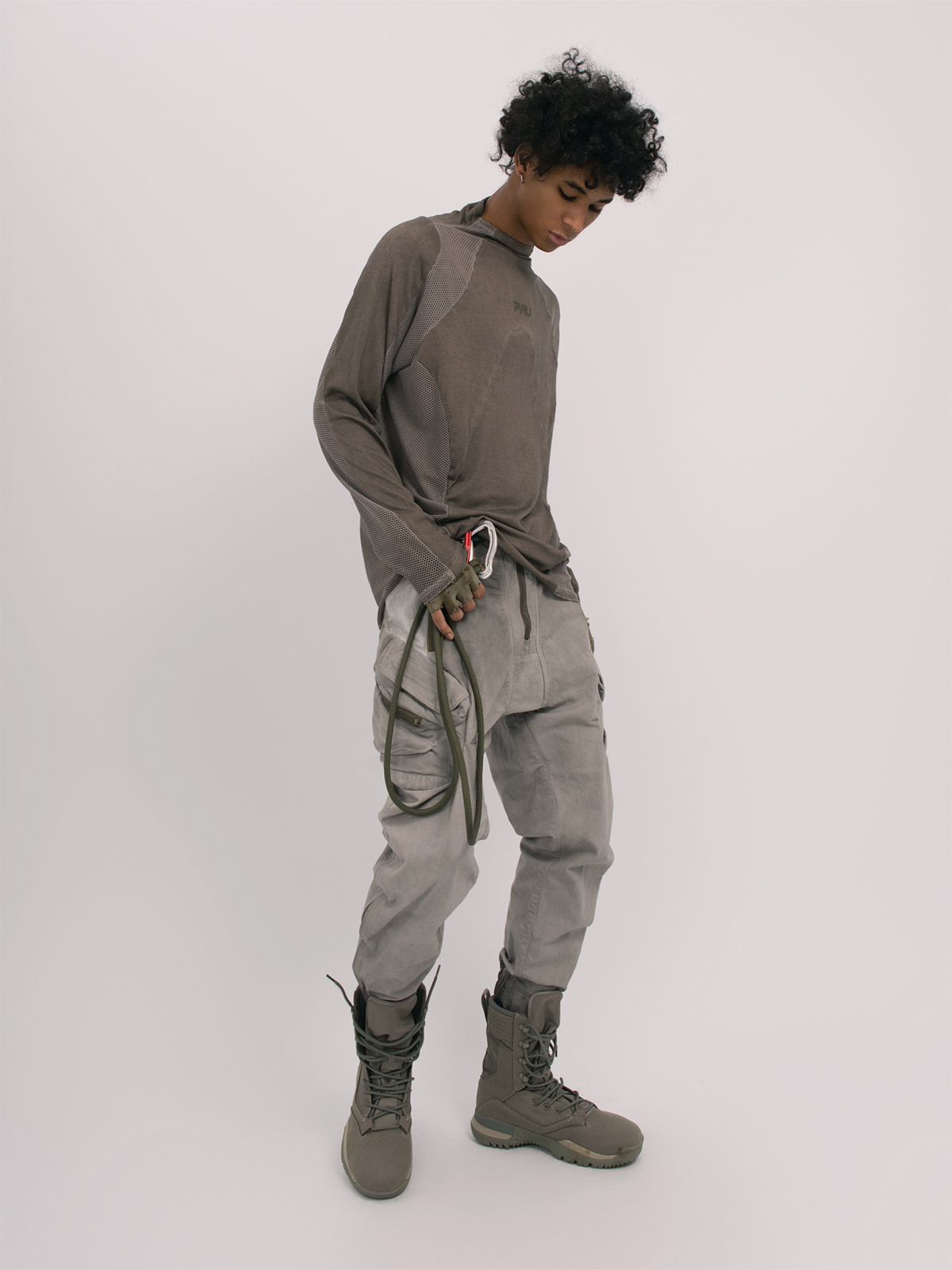 STEAM Mesh Paneled Washed Long-Sleeve Tee