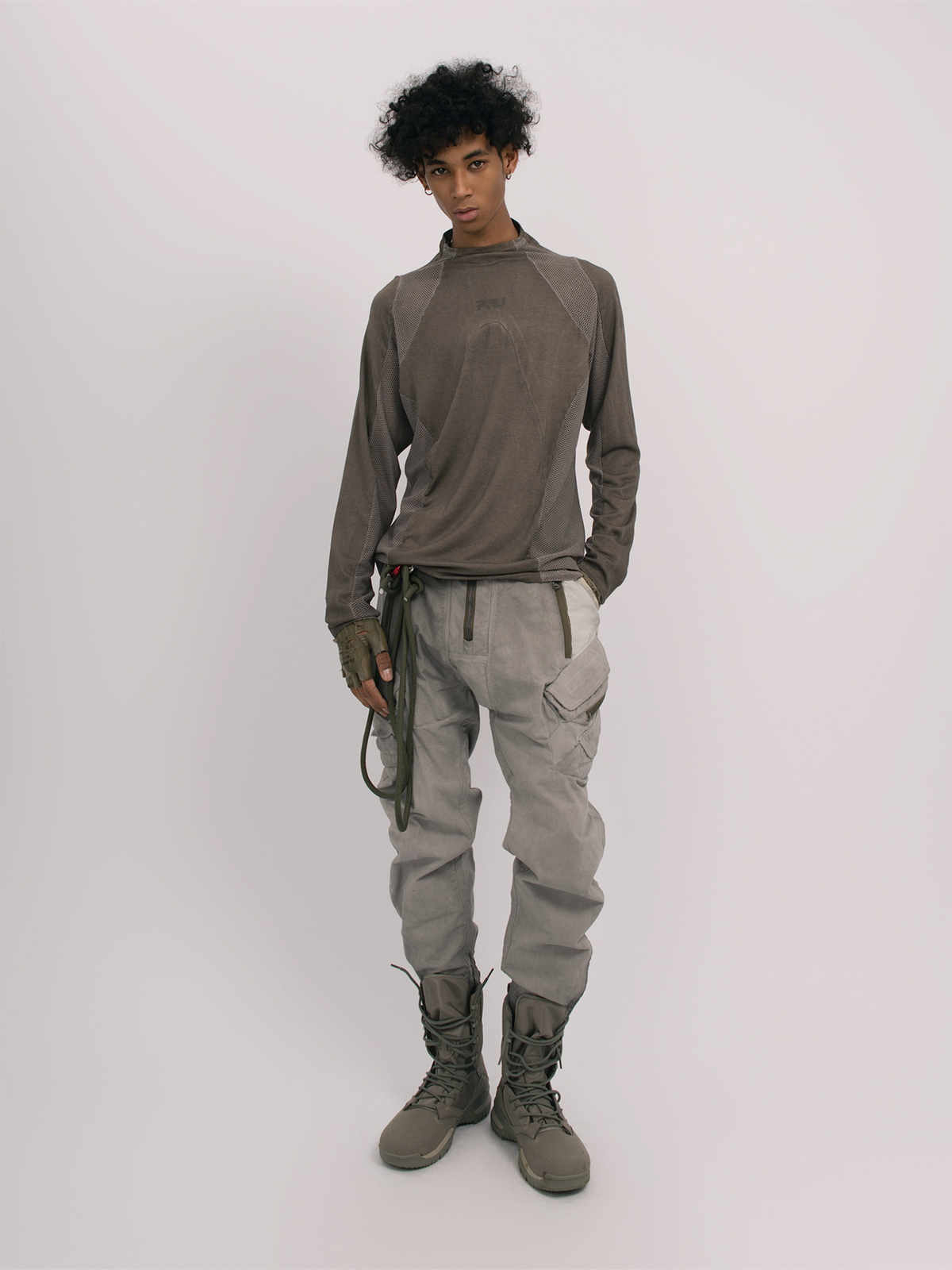 STEAM Mesh Paneled Washed Long-Sleeve Tee