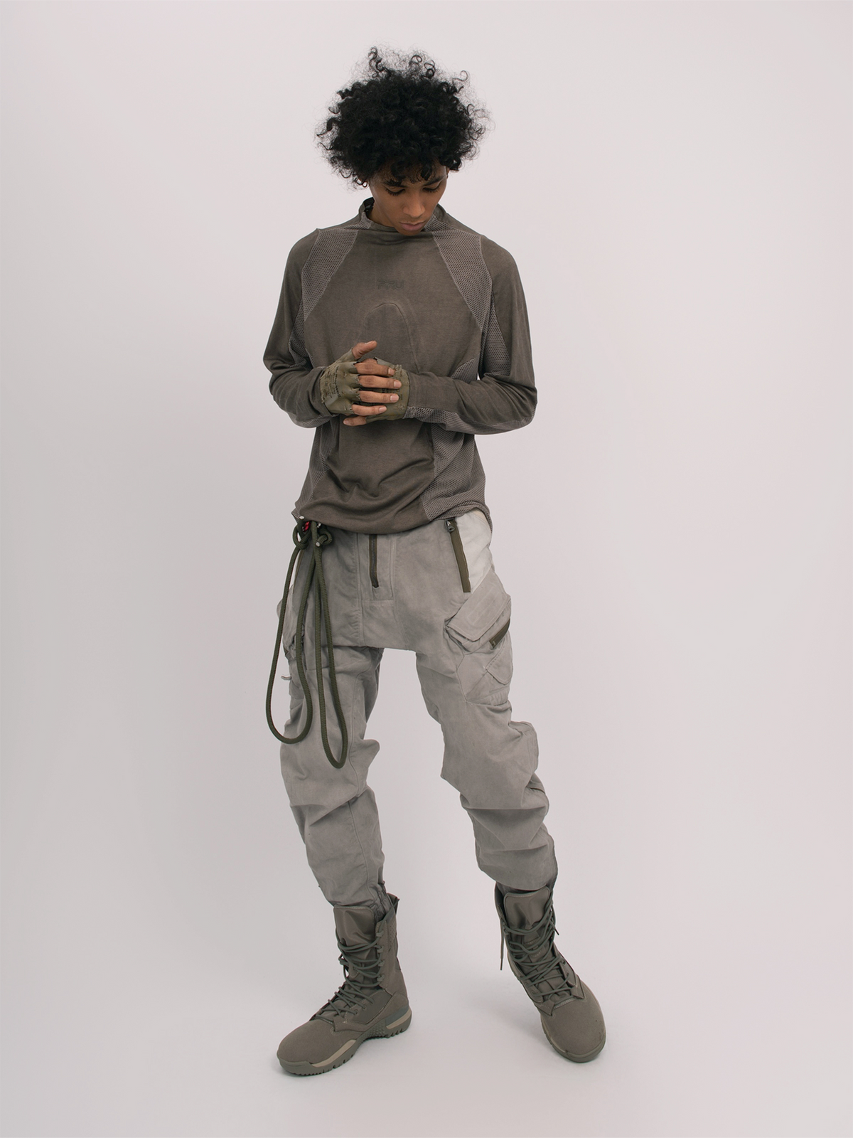 STEAM Mesh Paneled Washed Long-Sleeve Tee