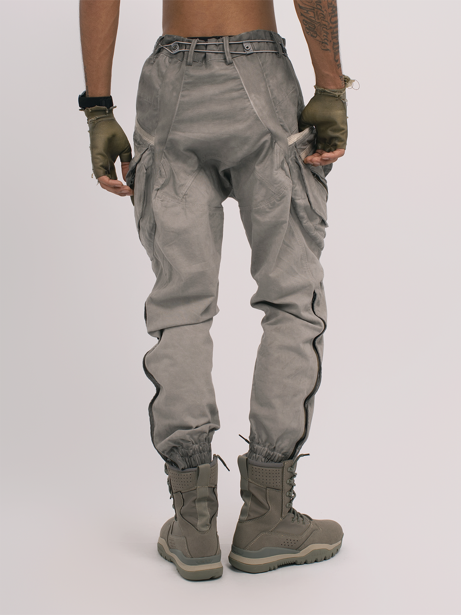 STEAM Distressed Multi-Pocket Utility Cargo Pants
