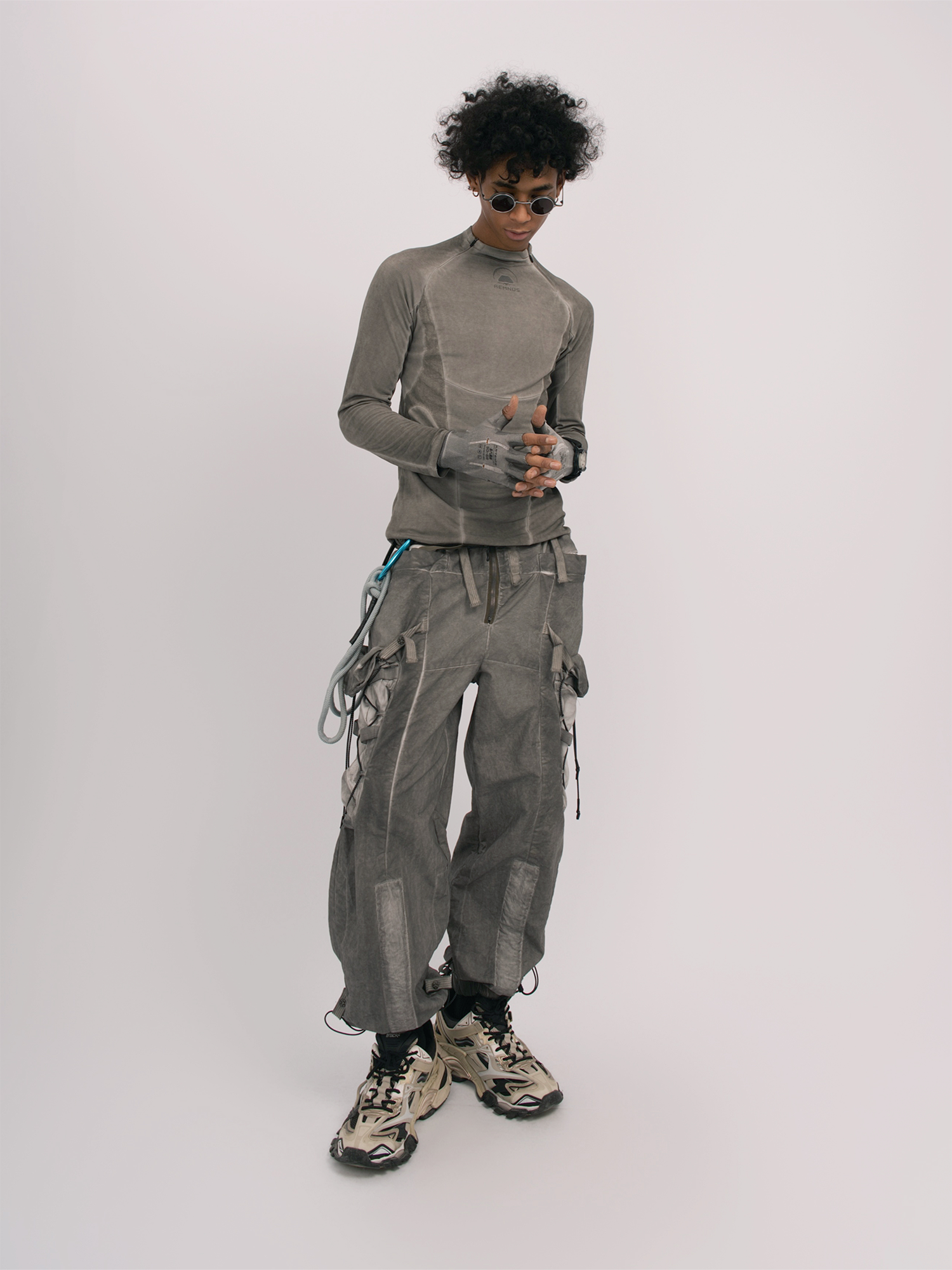 STEAM Distressed Spliced Paneled Long-Sleeve Tee