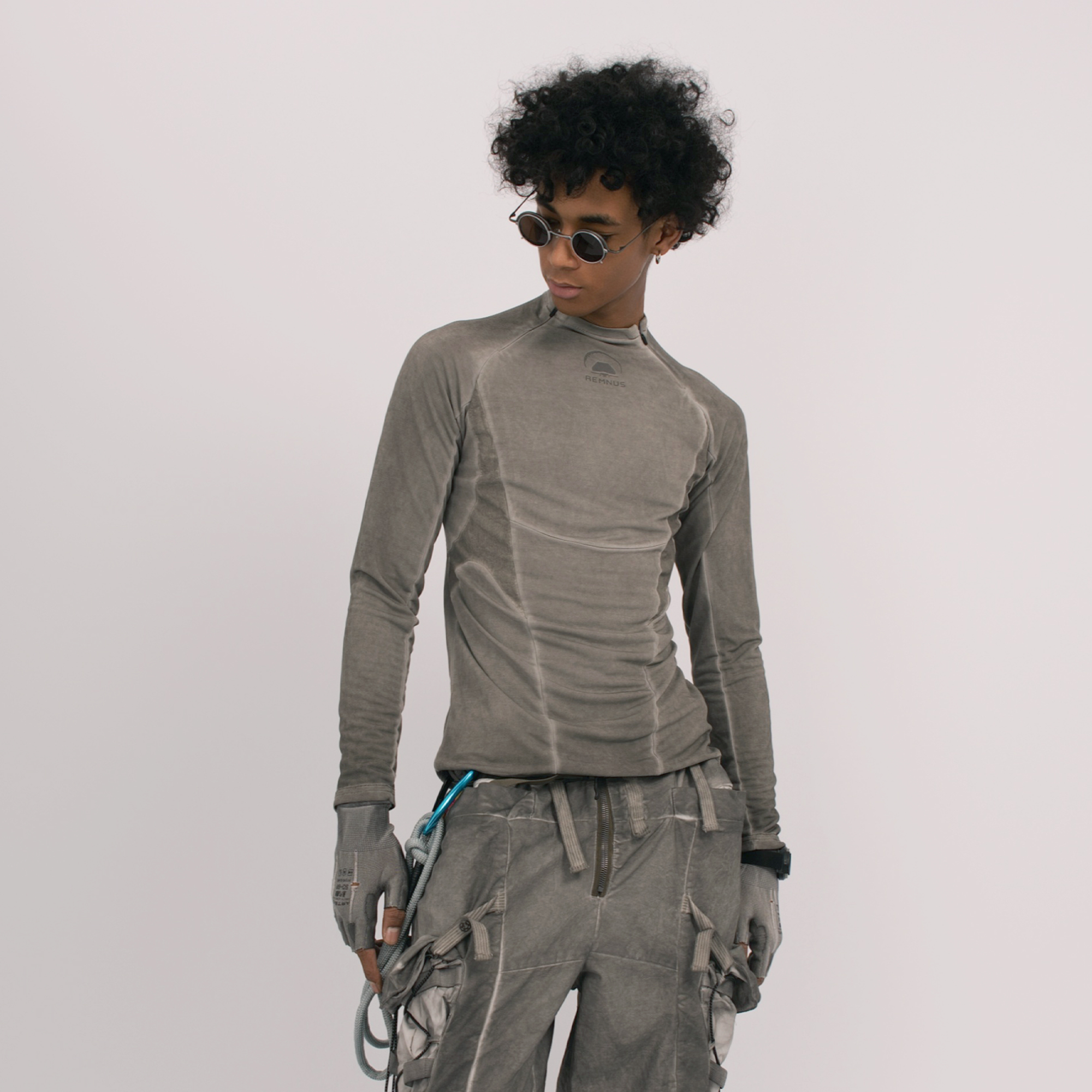 STEAM Distressed Spliced Paneled Long-Sleeve Tee