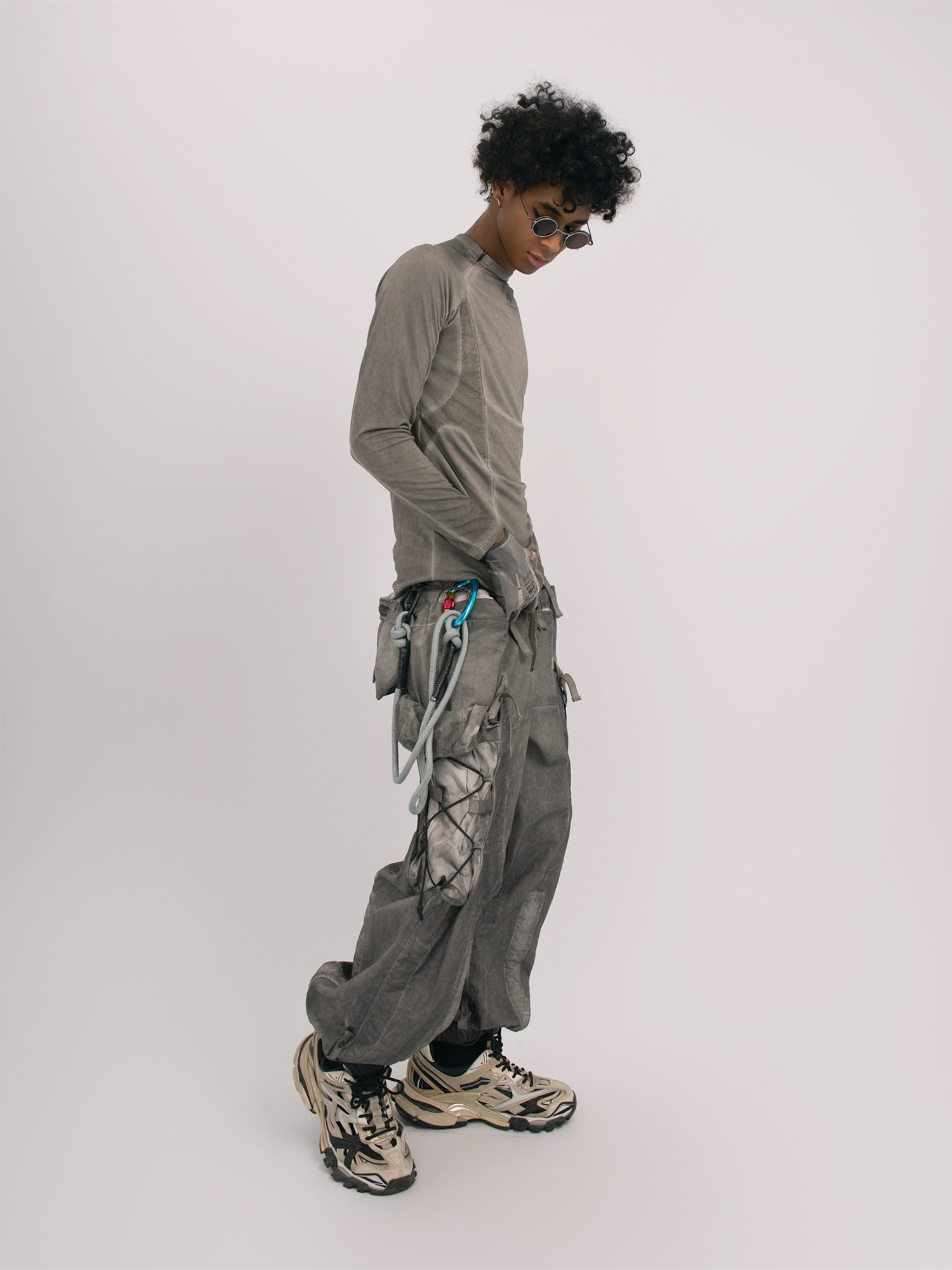STEAM Distressed Spliced Paneled Long-Sleeve Tee