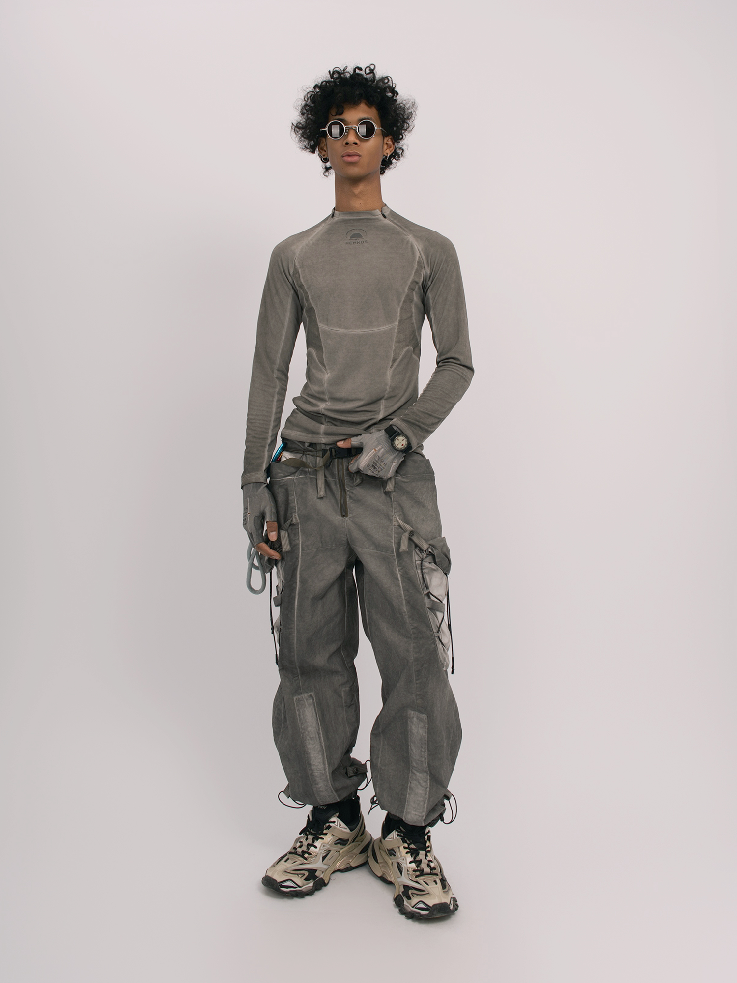 STEAM Distressed Spliced Paneled Long-Sleeve Tee