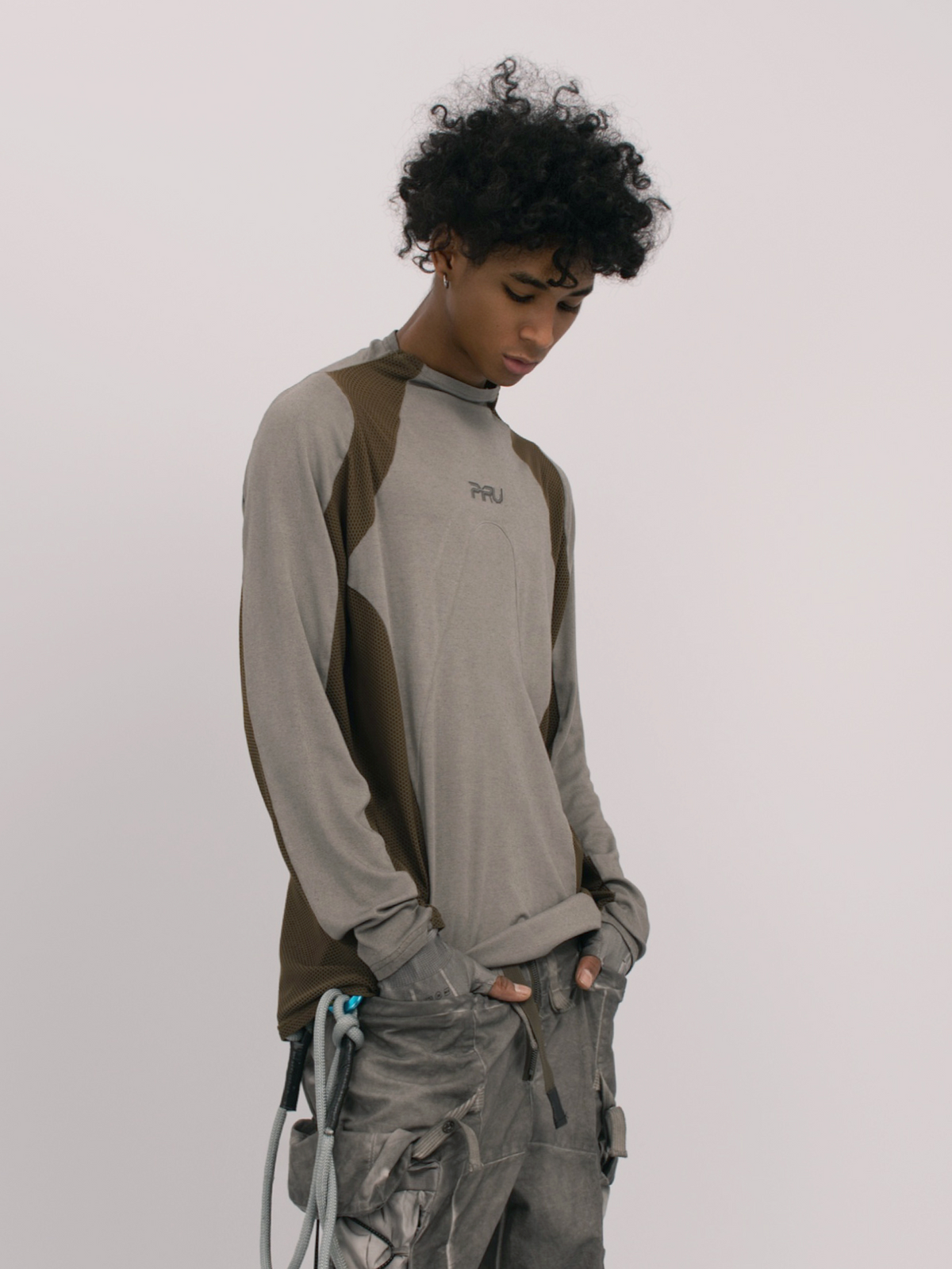 STEAM Mesh Paneled Washed Long-Sleeve Tee