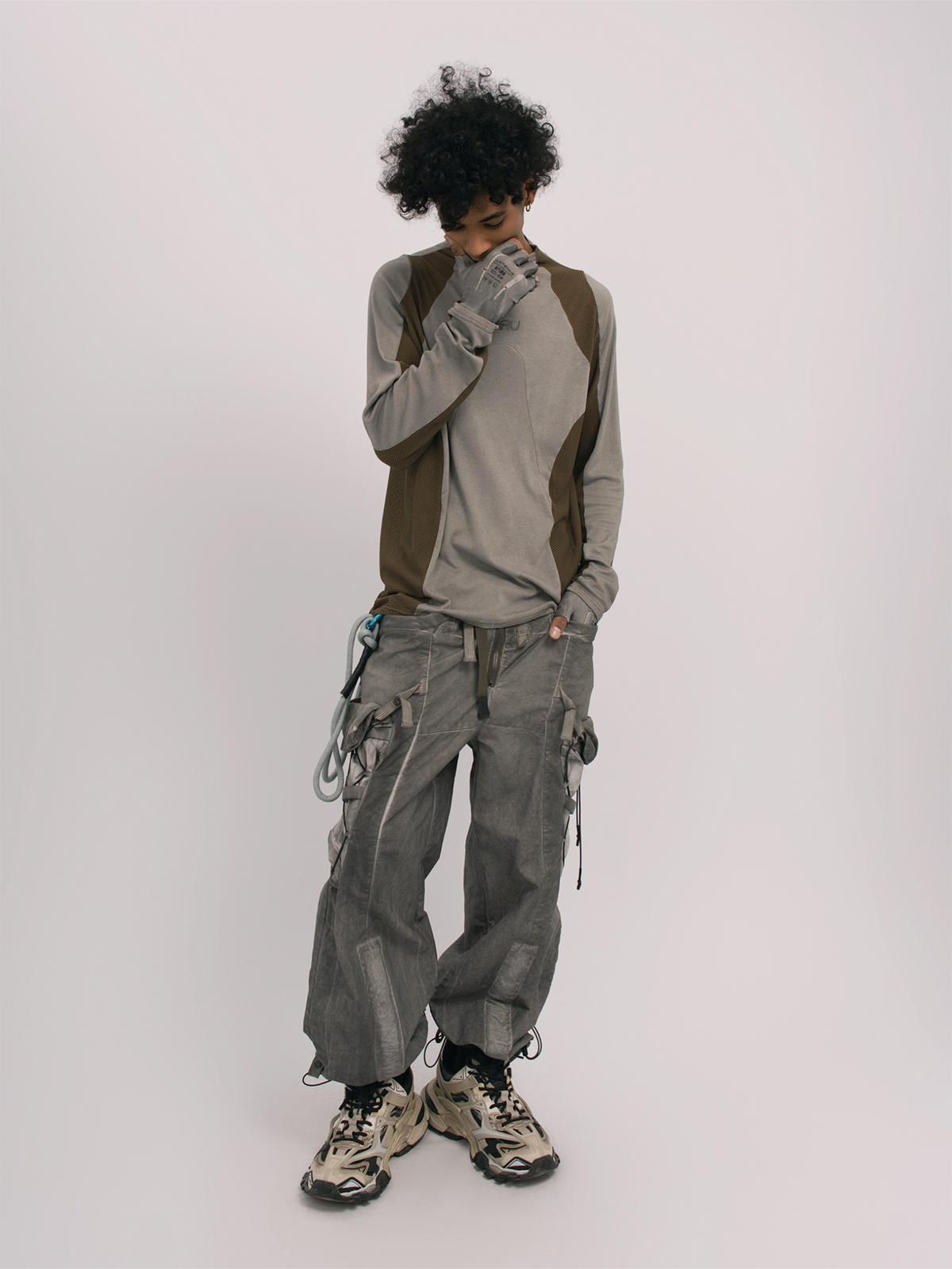 STEAM Mesh Paneled Washed Long-Sleeve Tee