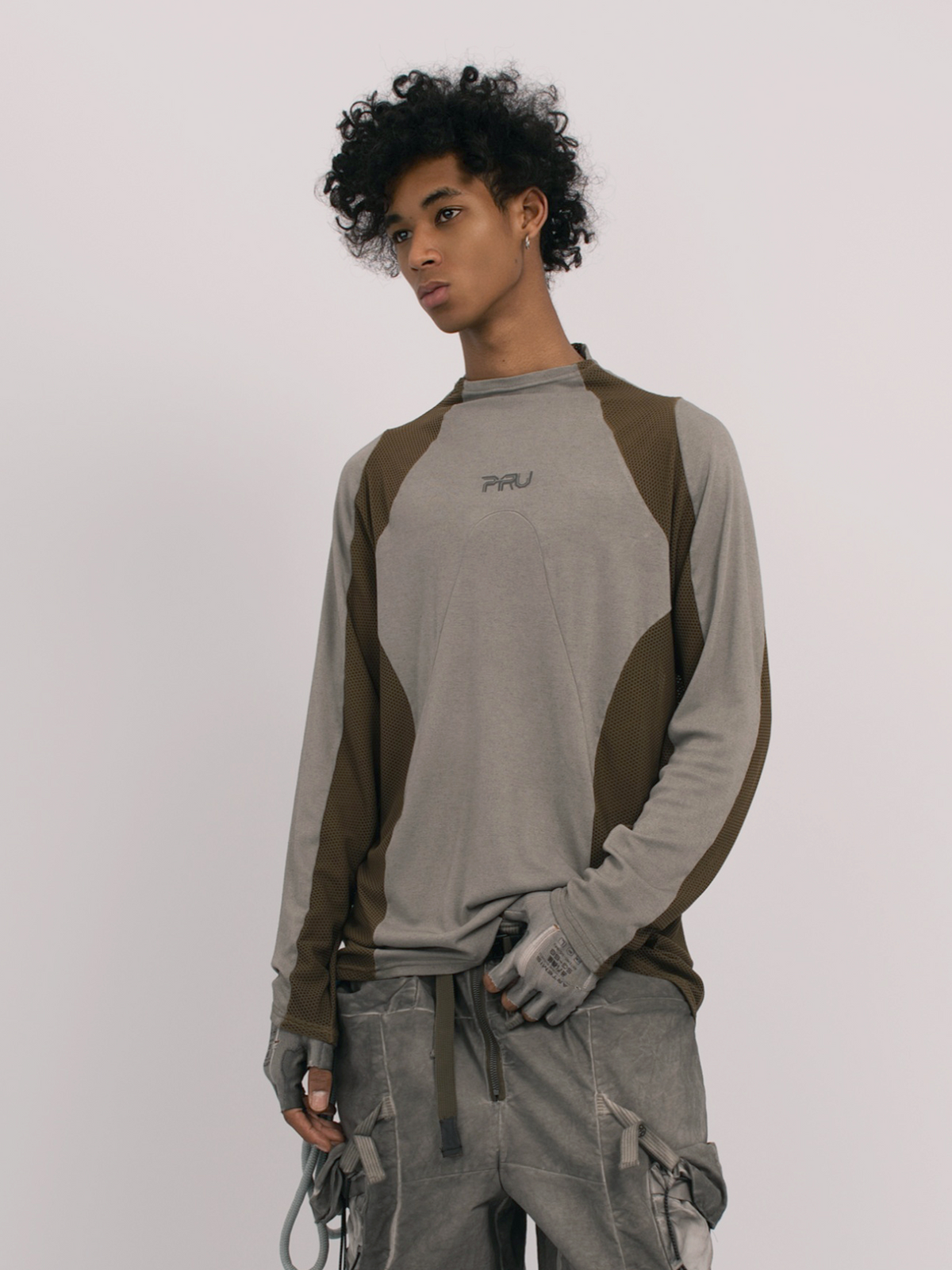 STEAM Mesh Paneled Washed Long-Sleeve Tee