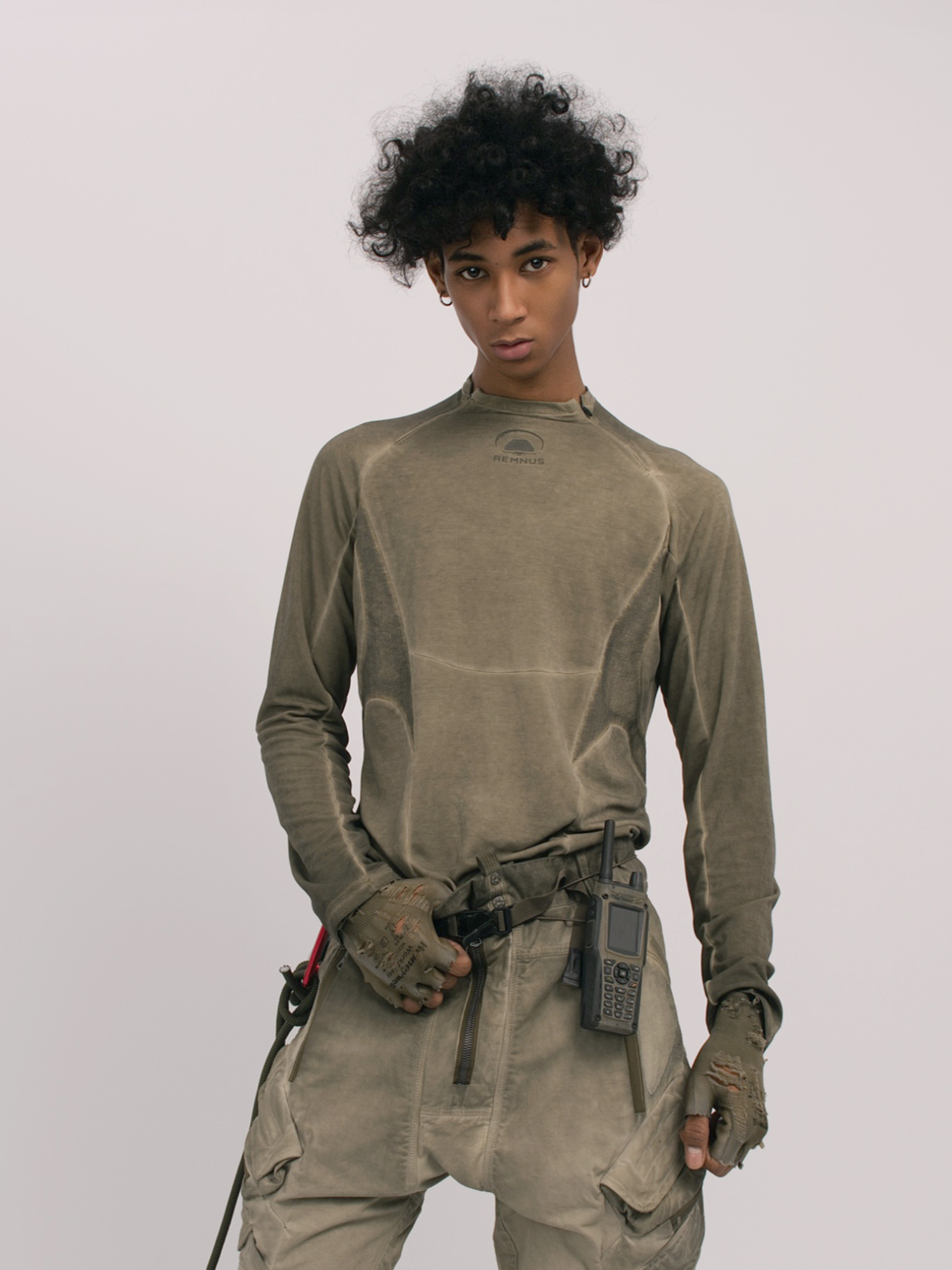 STEAM Distressed Spliced Paneled Long-Sleeve Tee