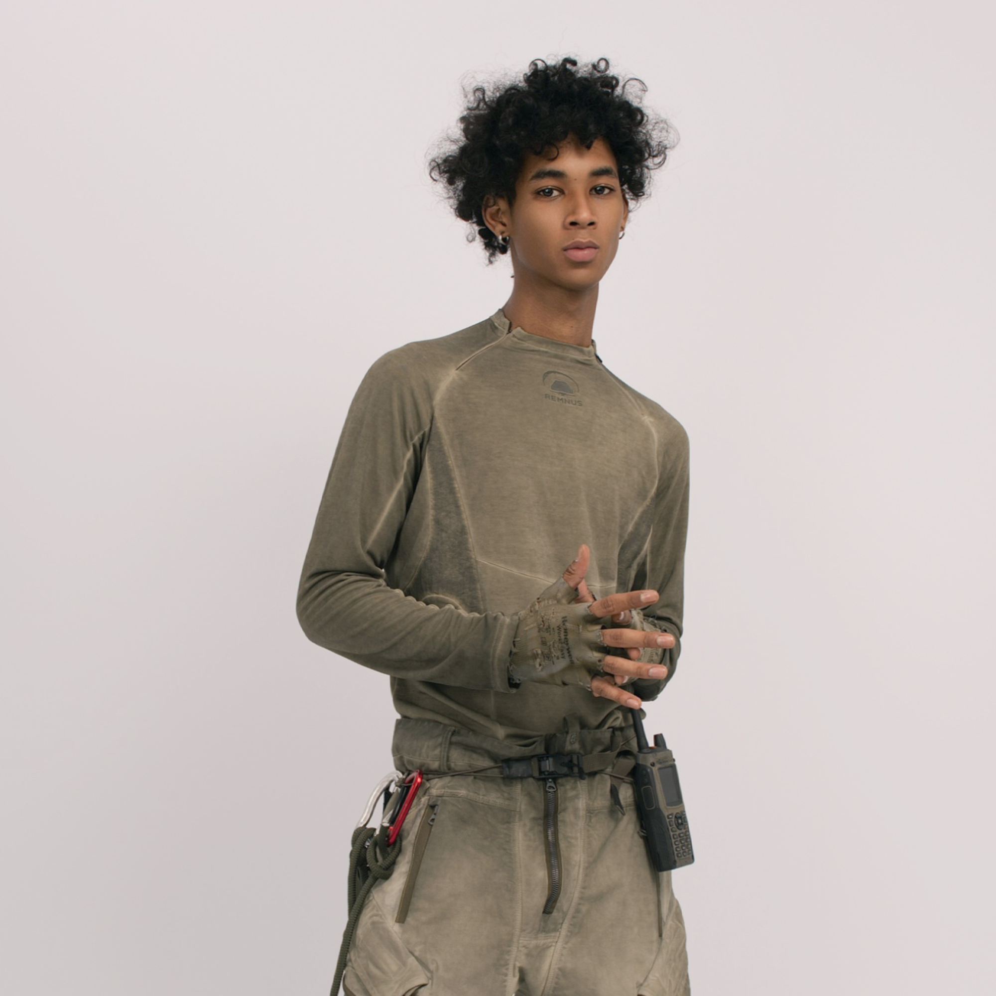 STEAM Distressed Spliced Paneled Long-Sleeve Tee