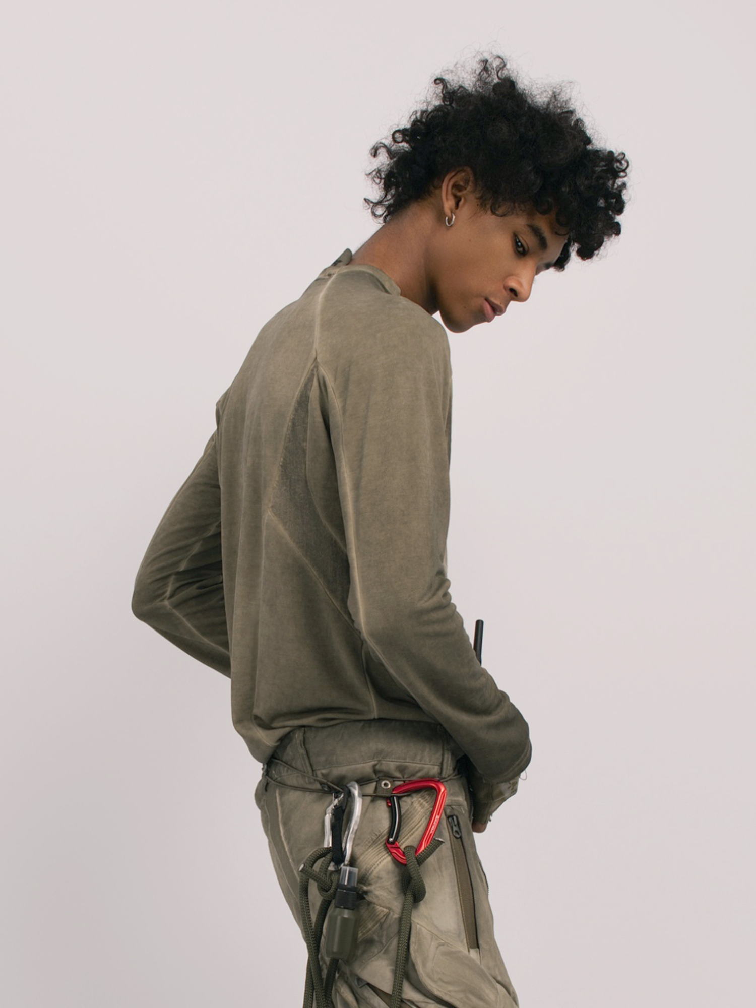 STEAM Distressed Spliced Paneled Long-Sleeve Tee