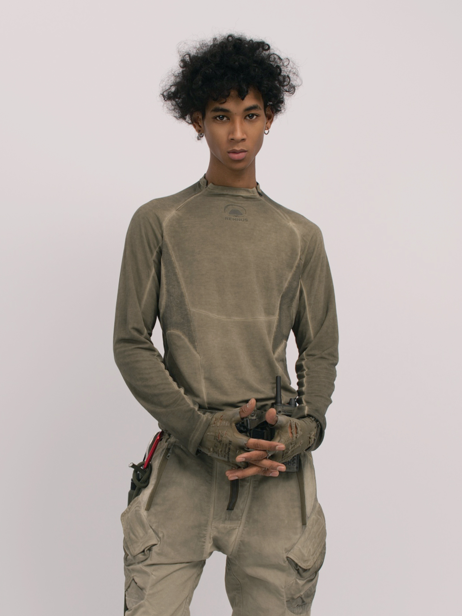 STEAM Distressed Spliced Paneled Long-Sleeve Tee
