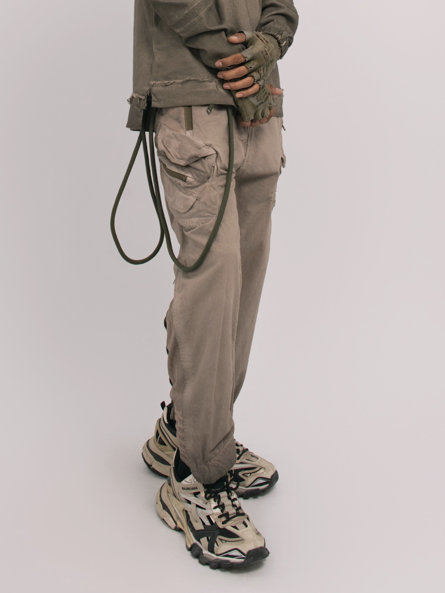 STEAM Distressed Multi-Pocket Utility Cargo Pants