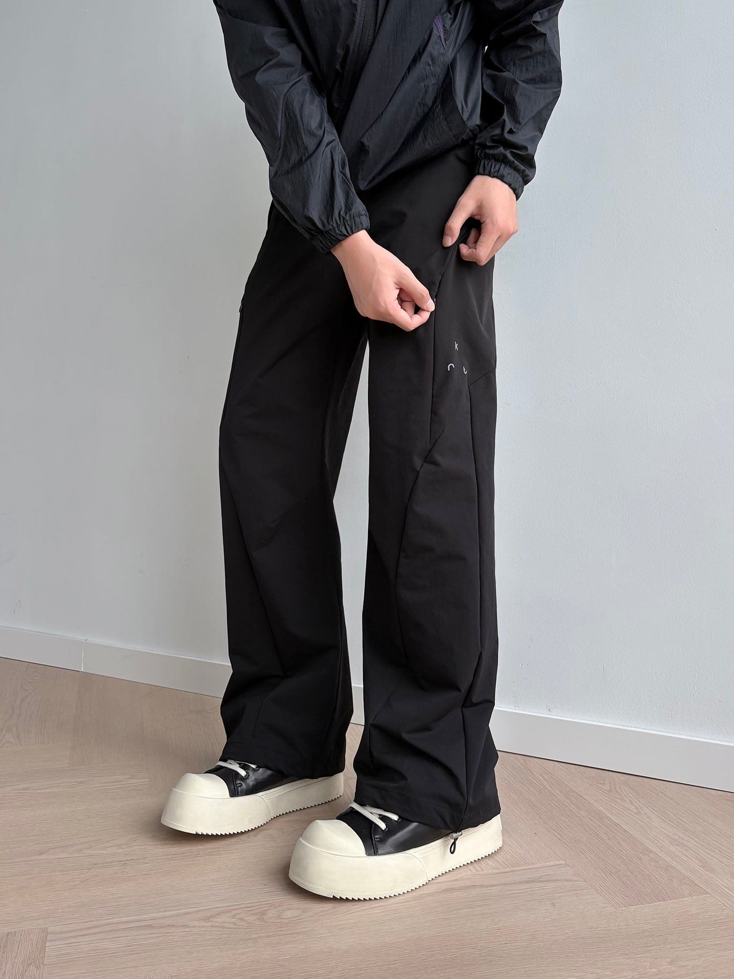 KREATE Curved Panel Drawstring-Hem Waterproof Pants, premium urban and streetwear designers apparel on PROJECTISR.com, KREATE