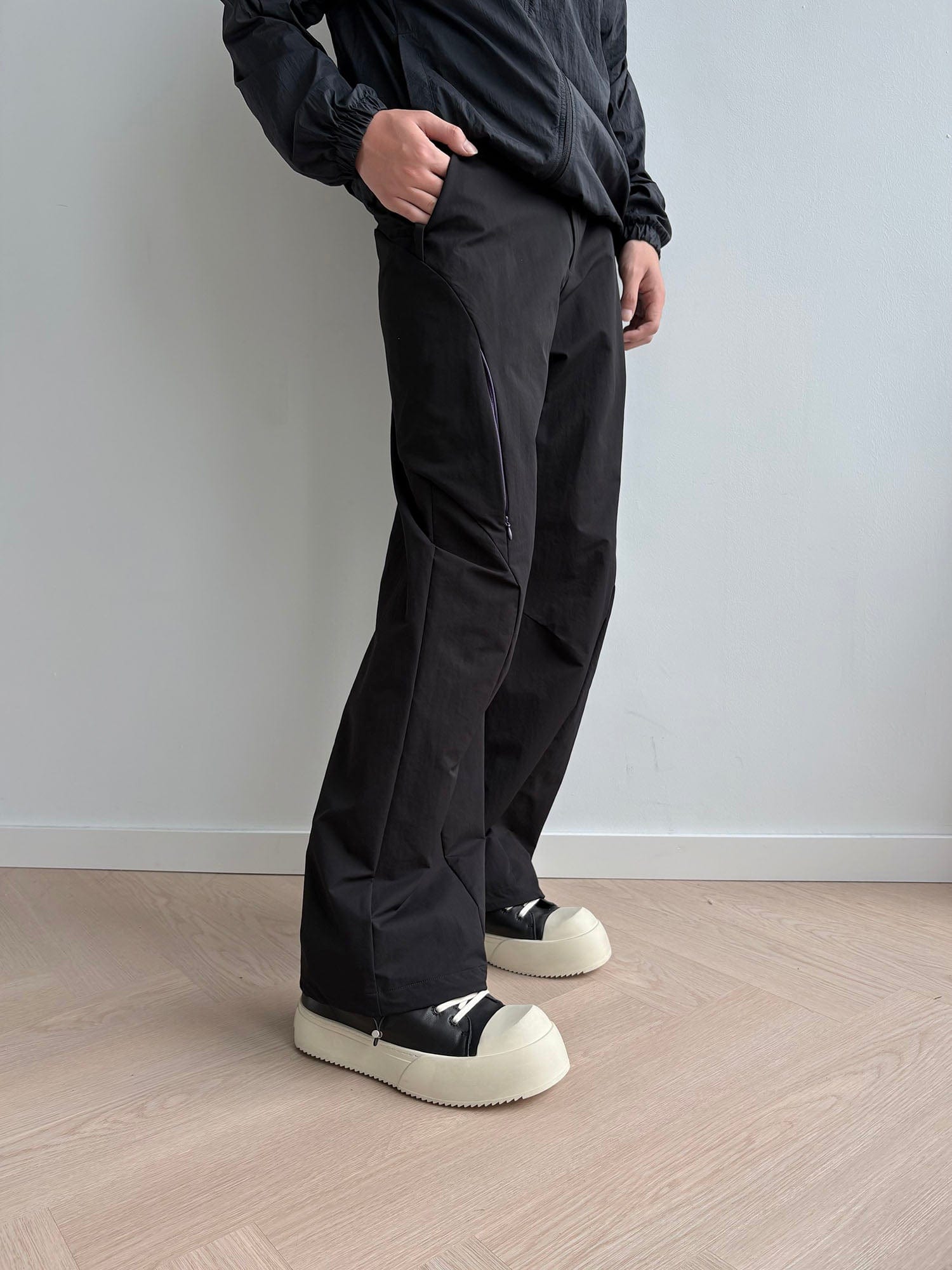 KREATE Curved Panel Drawstring-Hem Waterproof Pants, premium urban and streetwear designers apparel on PROJECTISR.com, KREATE