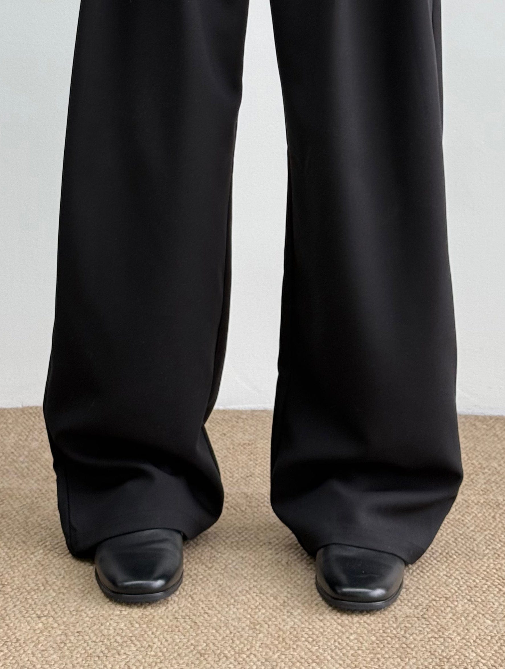 KREATE Inverted Pleats Asymmetric Waist Wide-Leg Trousers