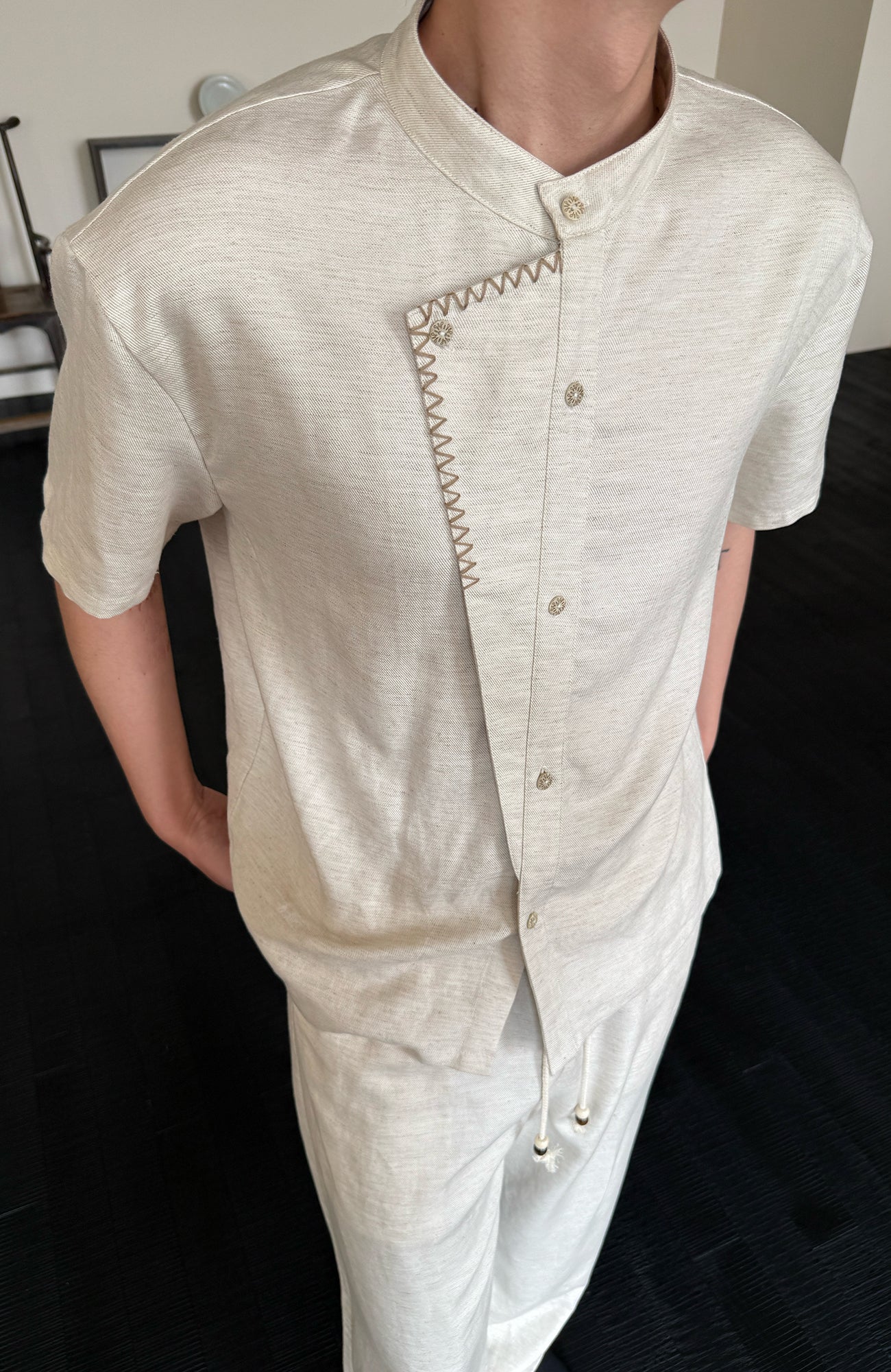 KREATE Stitched Faux-Placket Short Sleeve Shirt, premium urban and streetwear designers apparel on PROJECTISR.com, KREATE