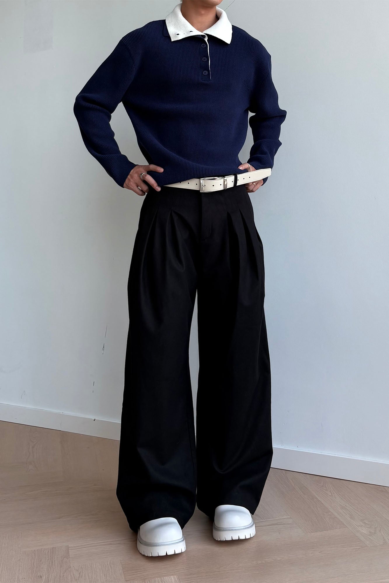 KREATE Triple-Pleat Wide-Leg Trousers, premium urban and streetwear designers apparel on PROJECTISR.com, KREATE