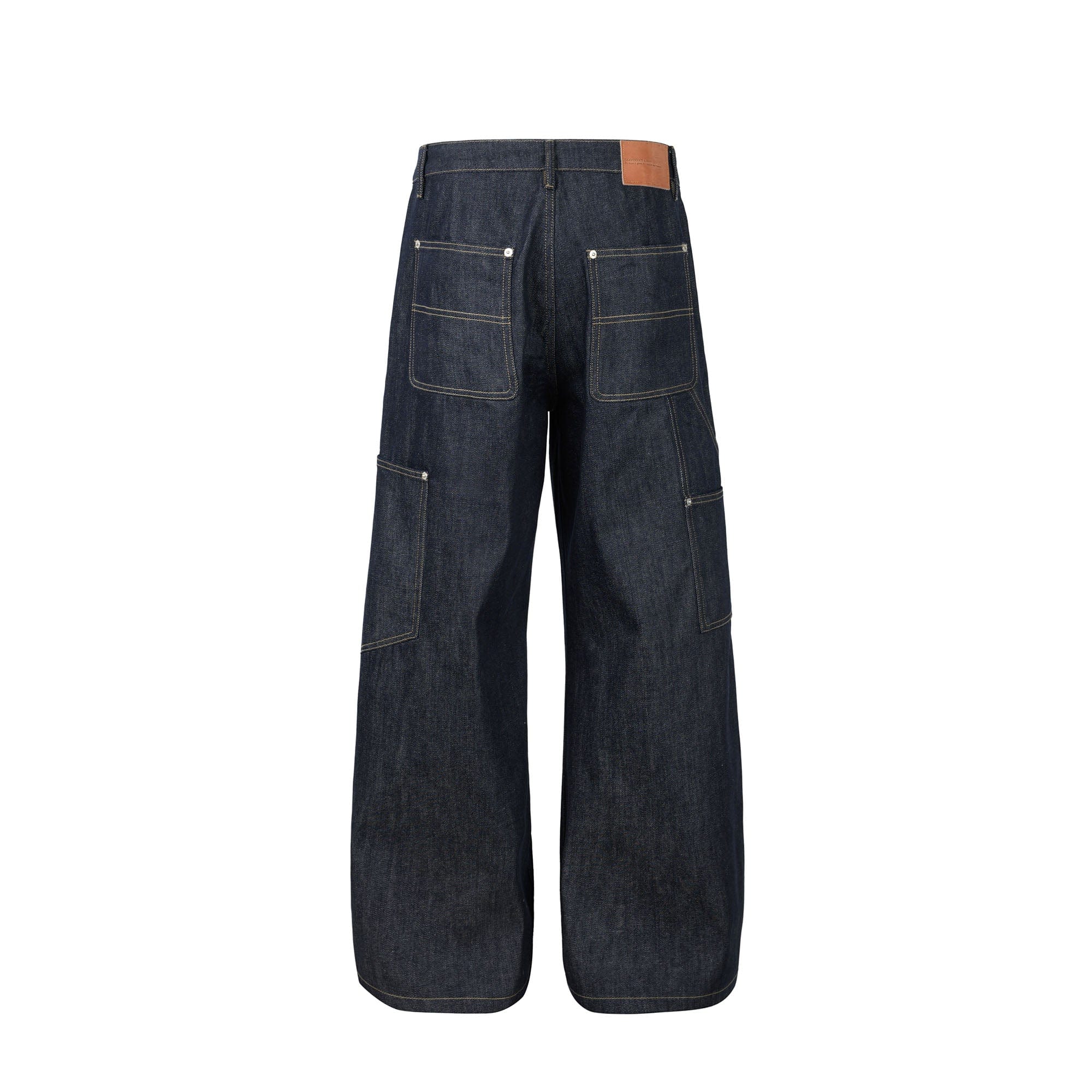 OKAYTHXBYE Paneled Double-Knee Wide-Leg Denim Pants, premium urban and streetwear designers apparel on PROJECTISR.com, OKAYTHXBYE