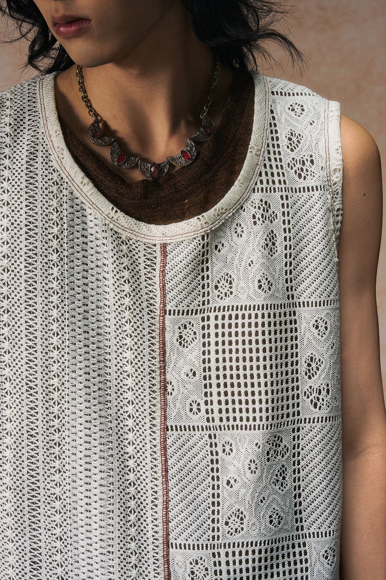 GONGHE REPUB Patchwork Hollow Out Knit Vest, premium urban and streetwear designers apparel on PROJECTISR.com, GONGHE REPUB