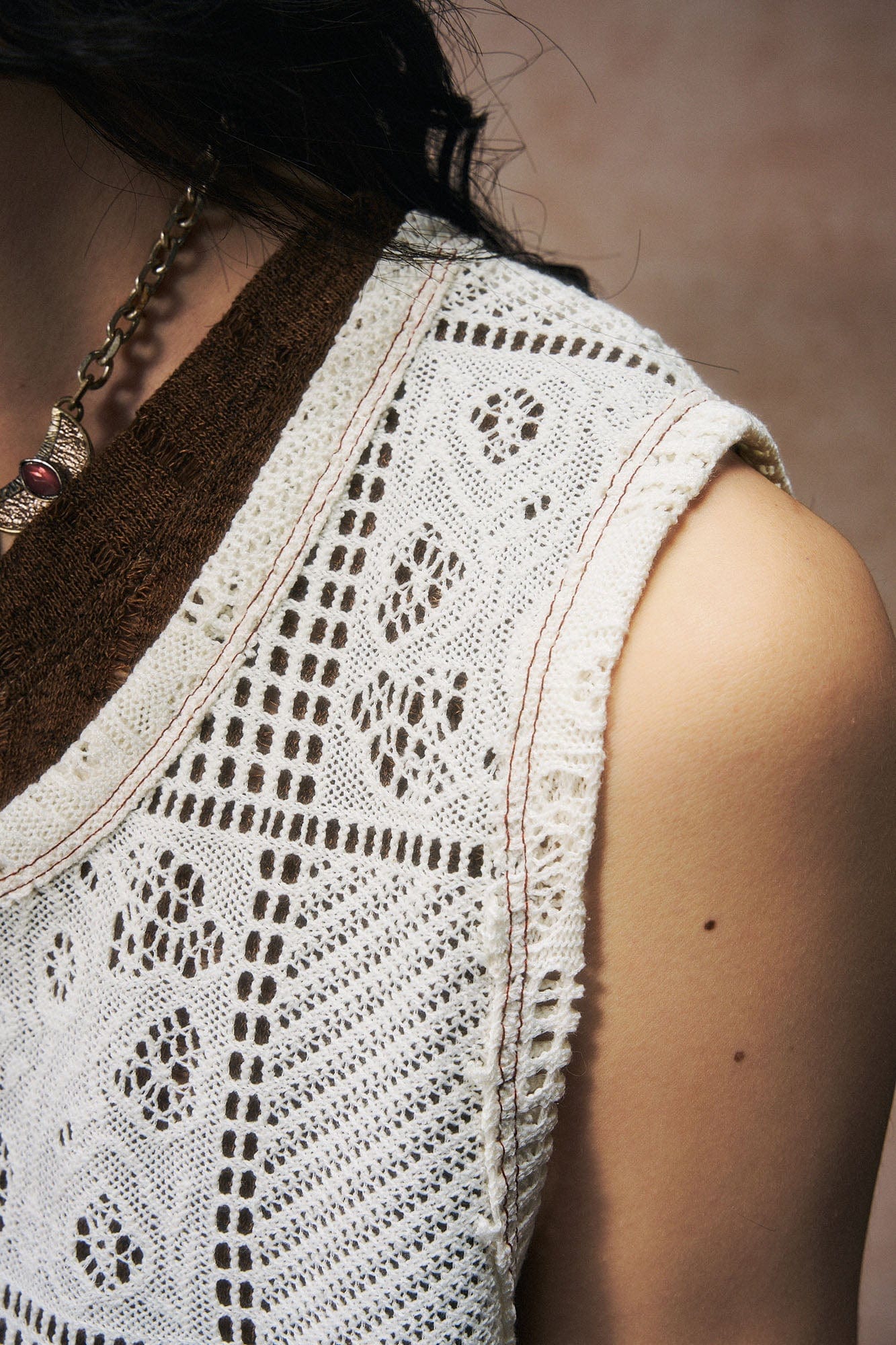 GONGHE REPUB Patchwork Hollow Out Knit Vest, premium urban and streetwear designers apparel on PROJECTISR.com, GONGHE REPUB