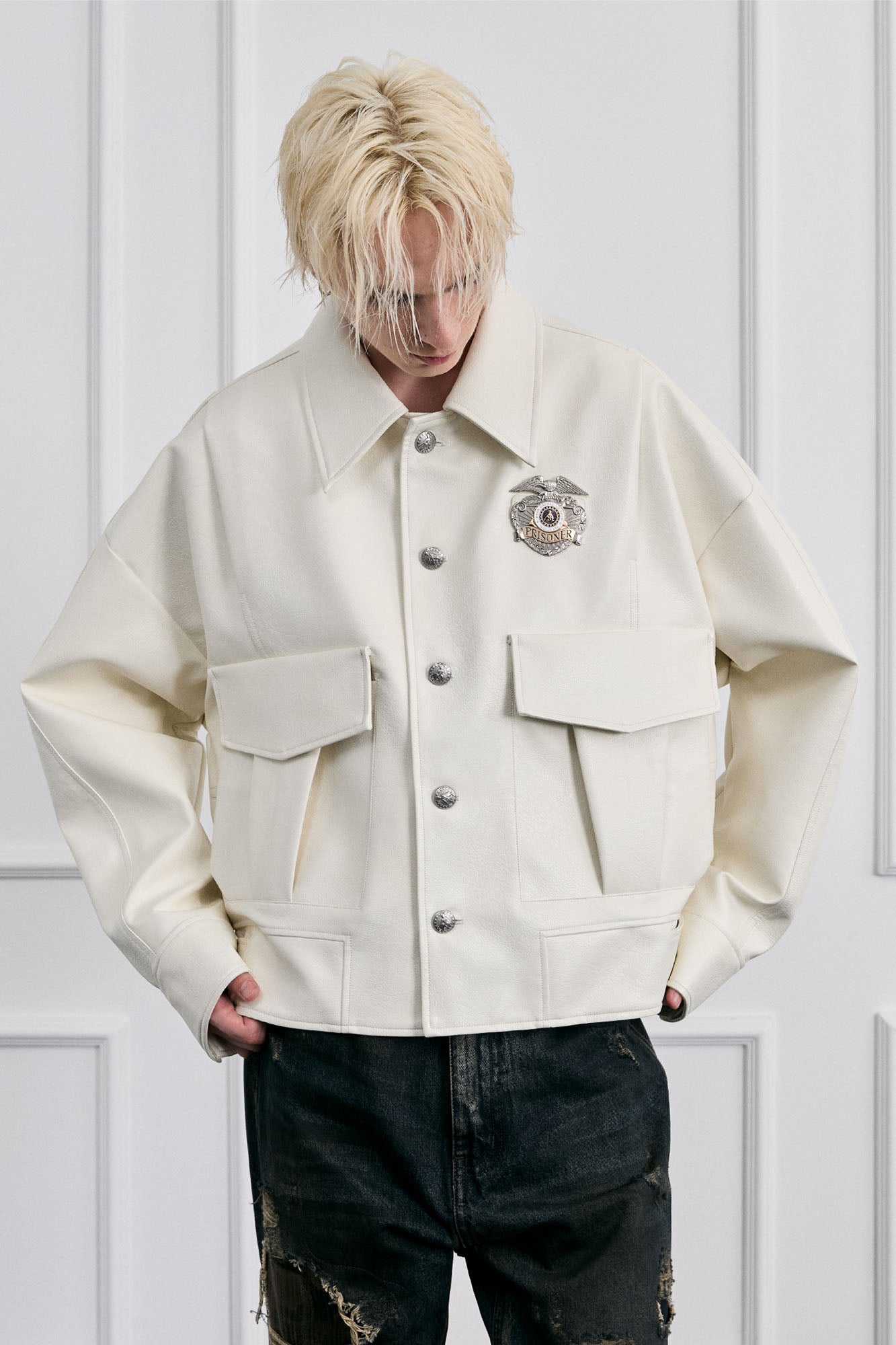FACEONLAB Badge PU Utility Jacket